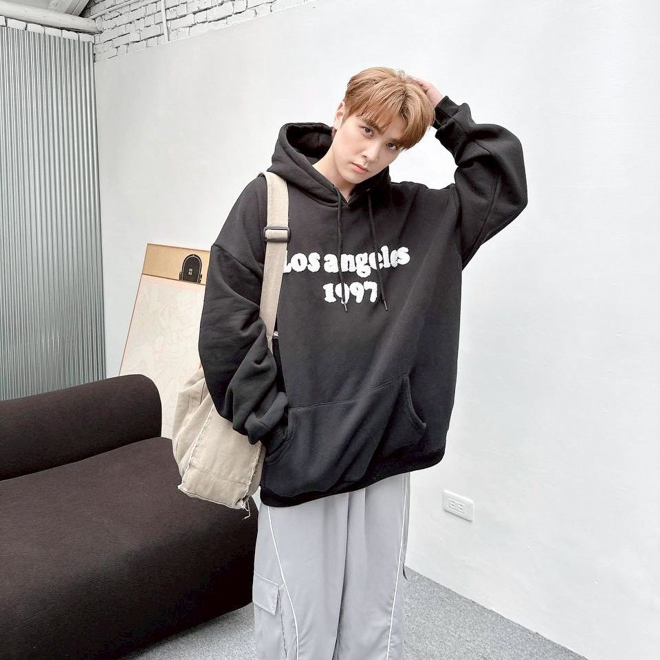 |預購|高磅 內刷 美式LosAngeles1997 字母 印花 潮流 百搭 長袖 上衣 連帽長T