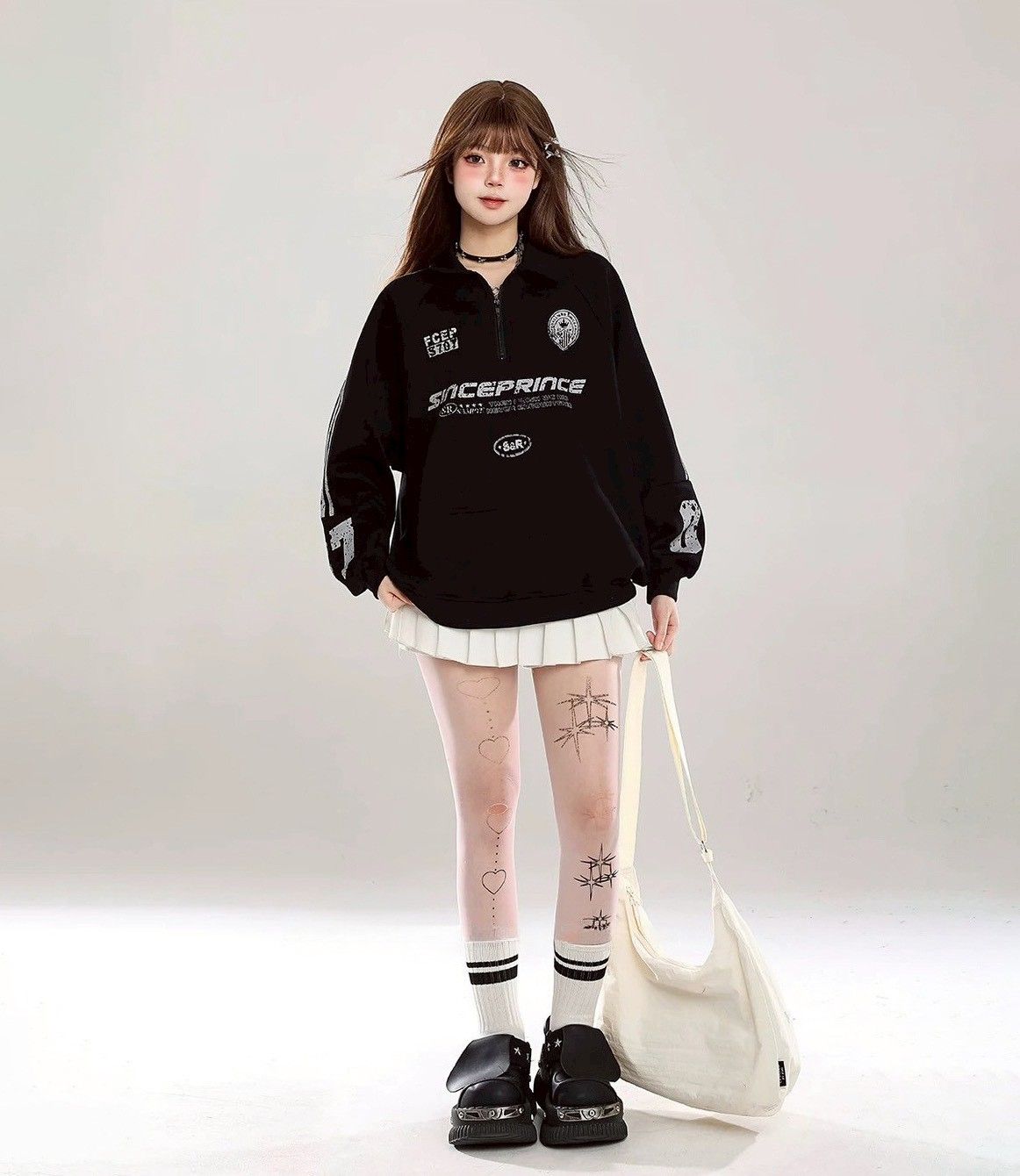 |預購|SINCEPRINCE斑駁字體拉鍊POLO衫