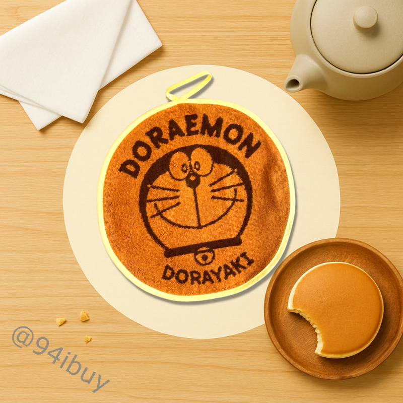 日本哆啦A夢銅鑼燒造型小毛巾 正版Doraemon圓形擦手巾 可掛式可愛款洗手巾  94ibuy 精選