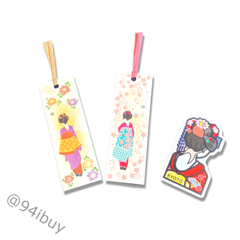 日本京都書簽 和風藝伎書籤（一入）  文藝手帳素材 明信片質感 和服女孩插畫 書寫閱讀小物 94IBUY文青推薦