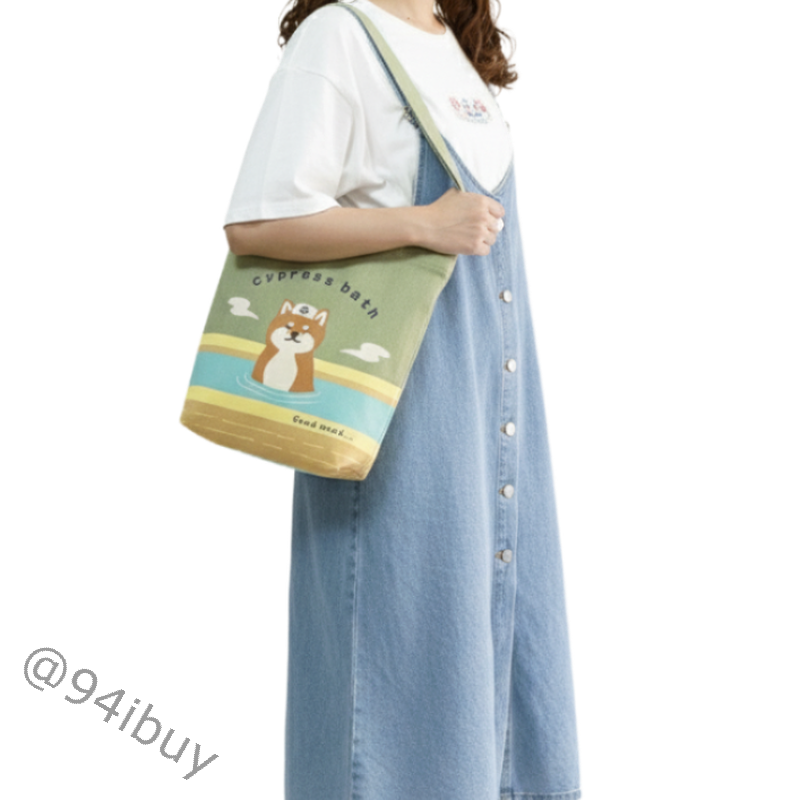 日本Mintinn 大容量帆布袋 托特包 媽媽包  A4肩背包 手提包 聖誕交換 禮物  柴犬 貓咪 通勤 上班 休閒