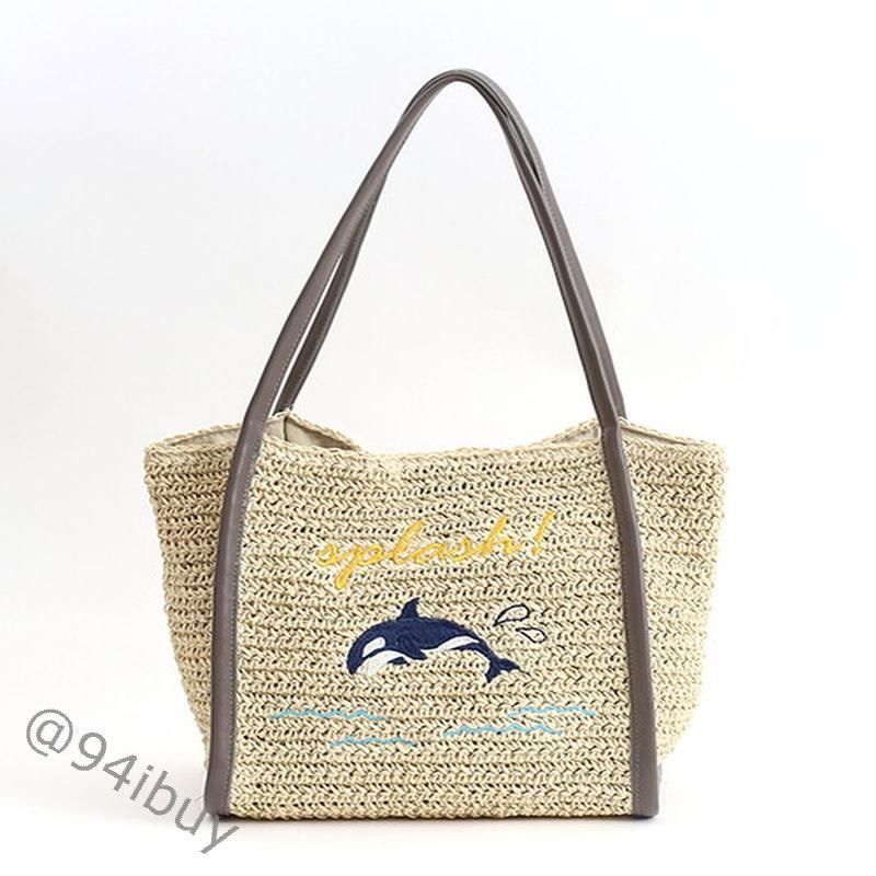 日本 COOCO 動物刺繡編織托特包 輕量大容量手提包 編織質感手提袋 百搭肩背包 可放B5