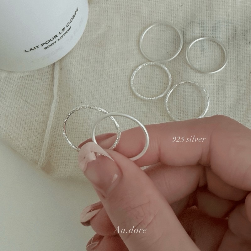 內斂古法工藝戒指 釘砂/霧面 / 999通體純銀