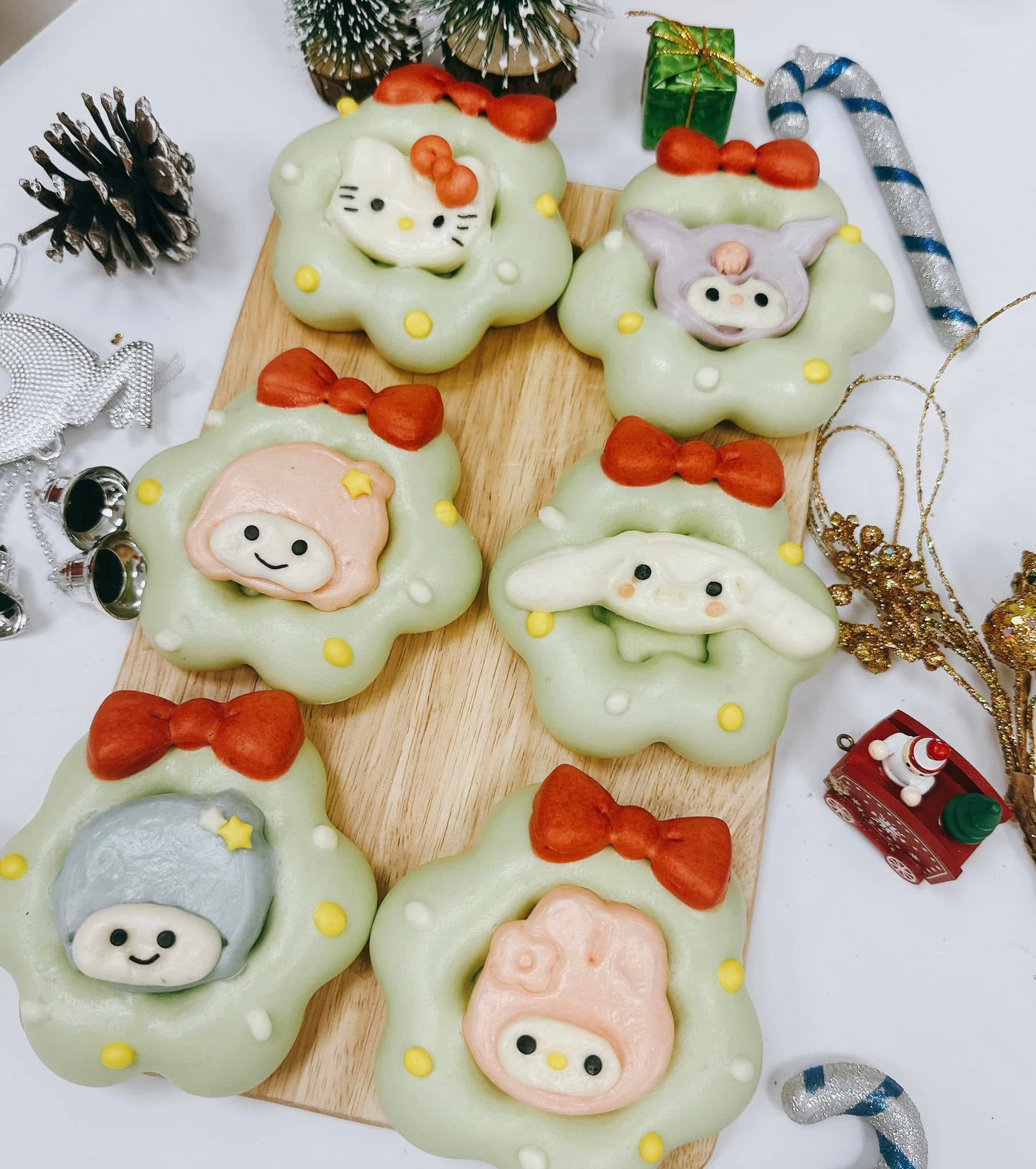 卡通圖案聖誕節花圈饅頭