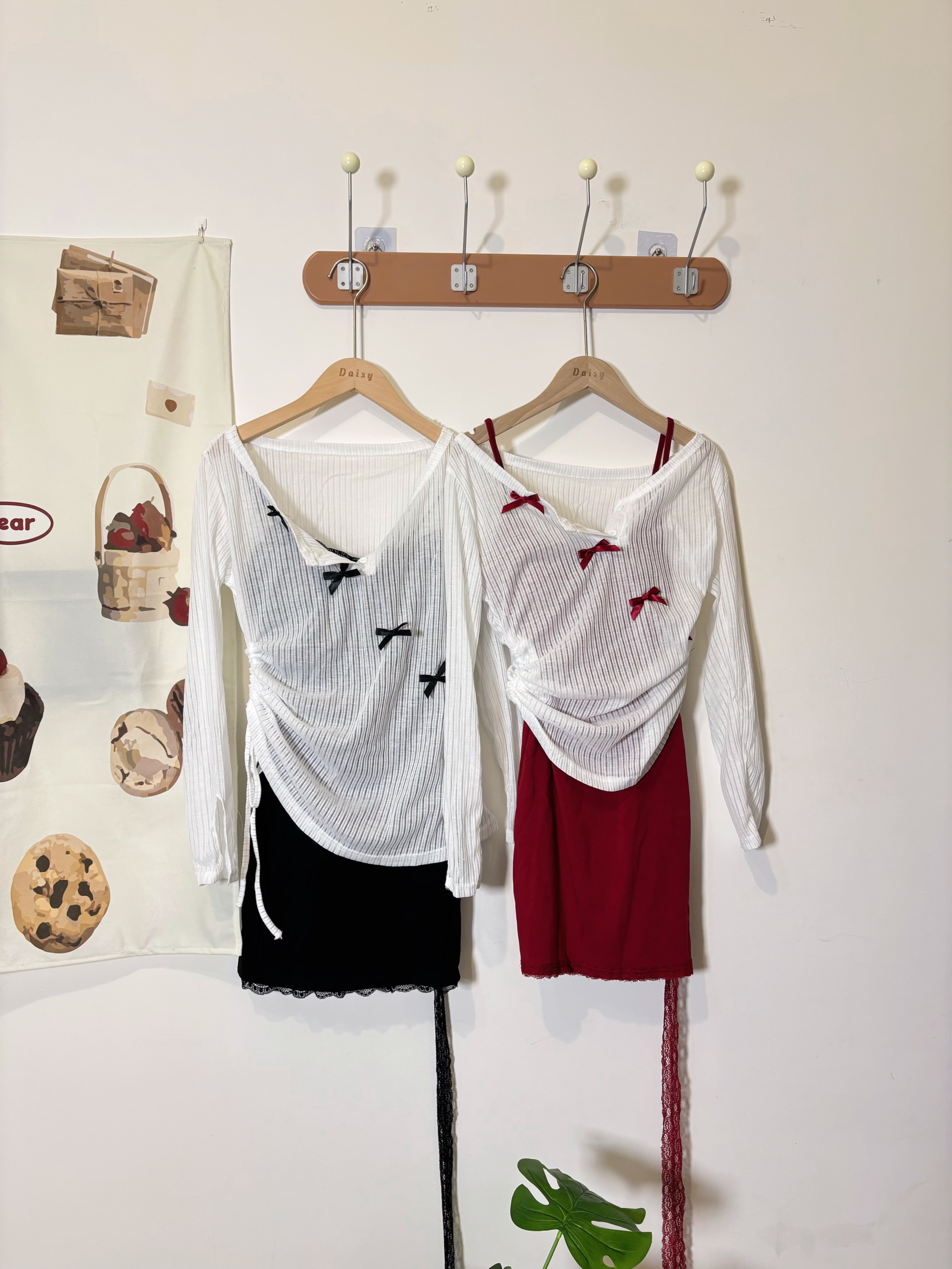 現貨｜蕾絲純欲蝴蝶結洋裝+外罩兩件套