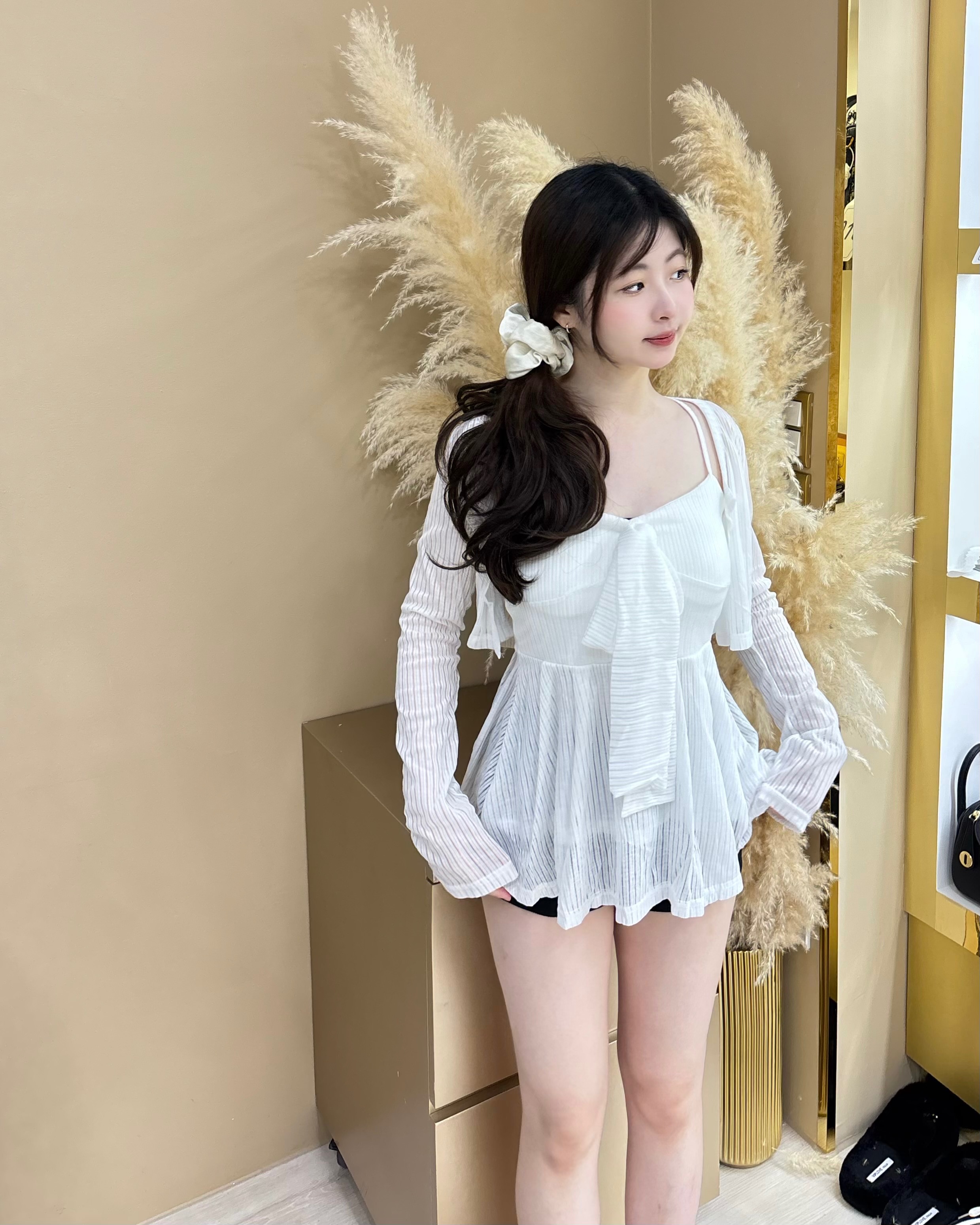 現貨｜店主自留，蝴蝶結細肩美胸短褲三件套