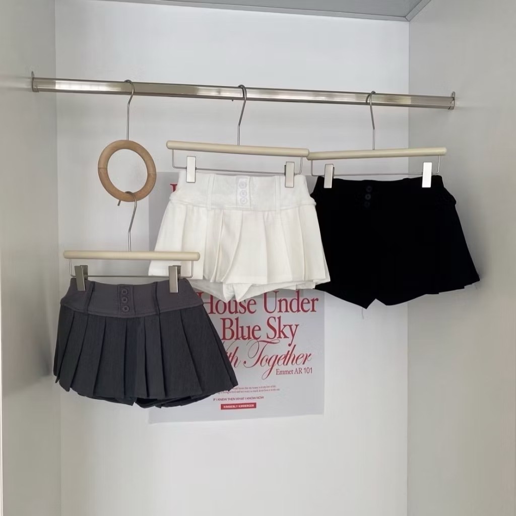 現貨｜清純少女，高腰鬆緊褲頭百褶褲裙（3色）