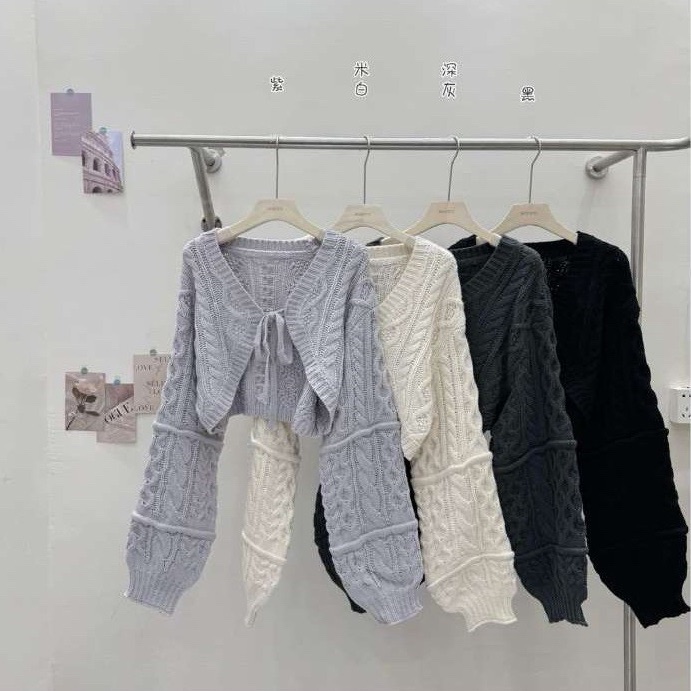 現貨｜超Q麻花紋短版針織外套（4色）