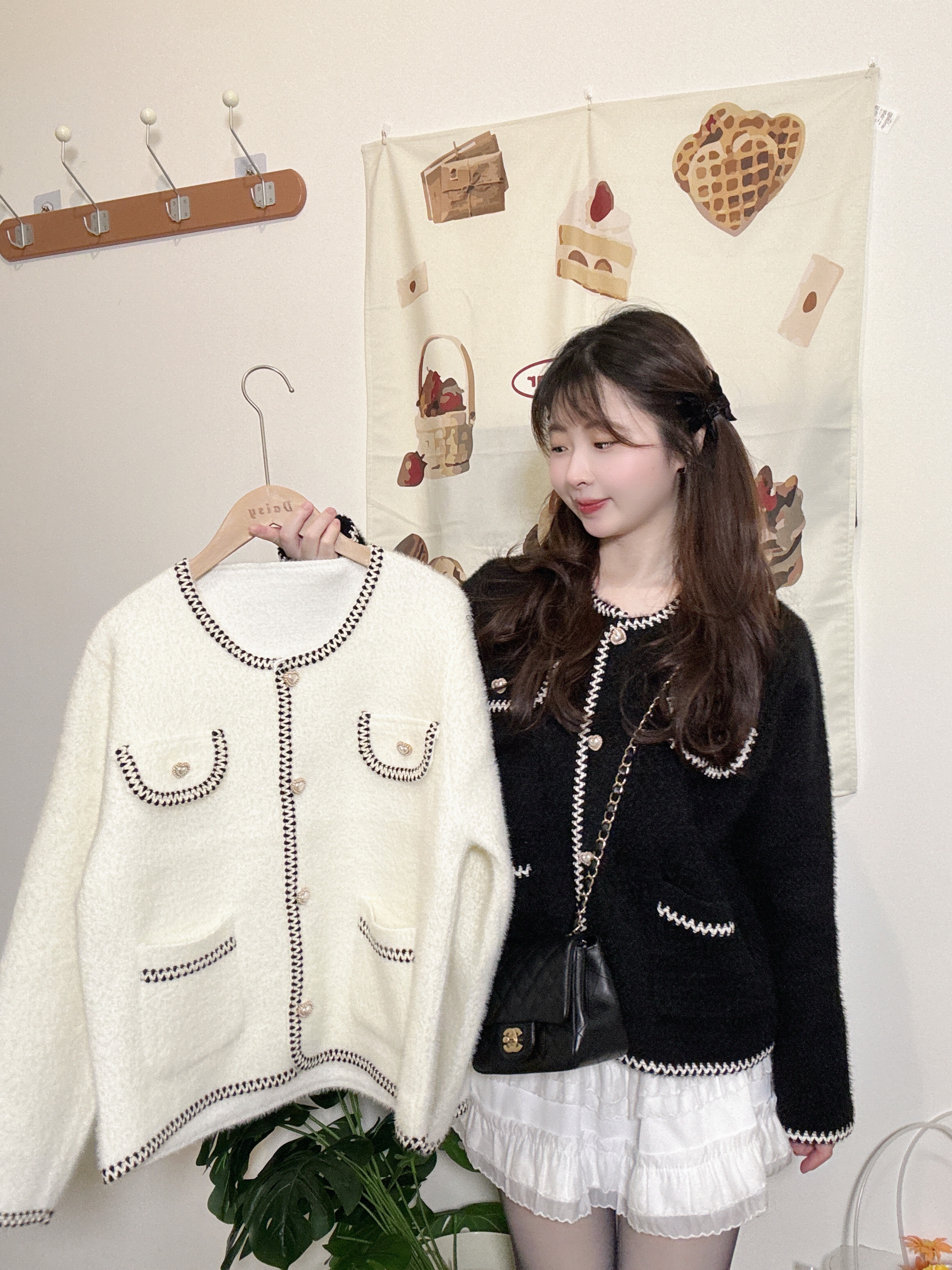 現貨｜店主自留，小香風水貂毛愛心釦外套