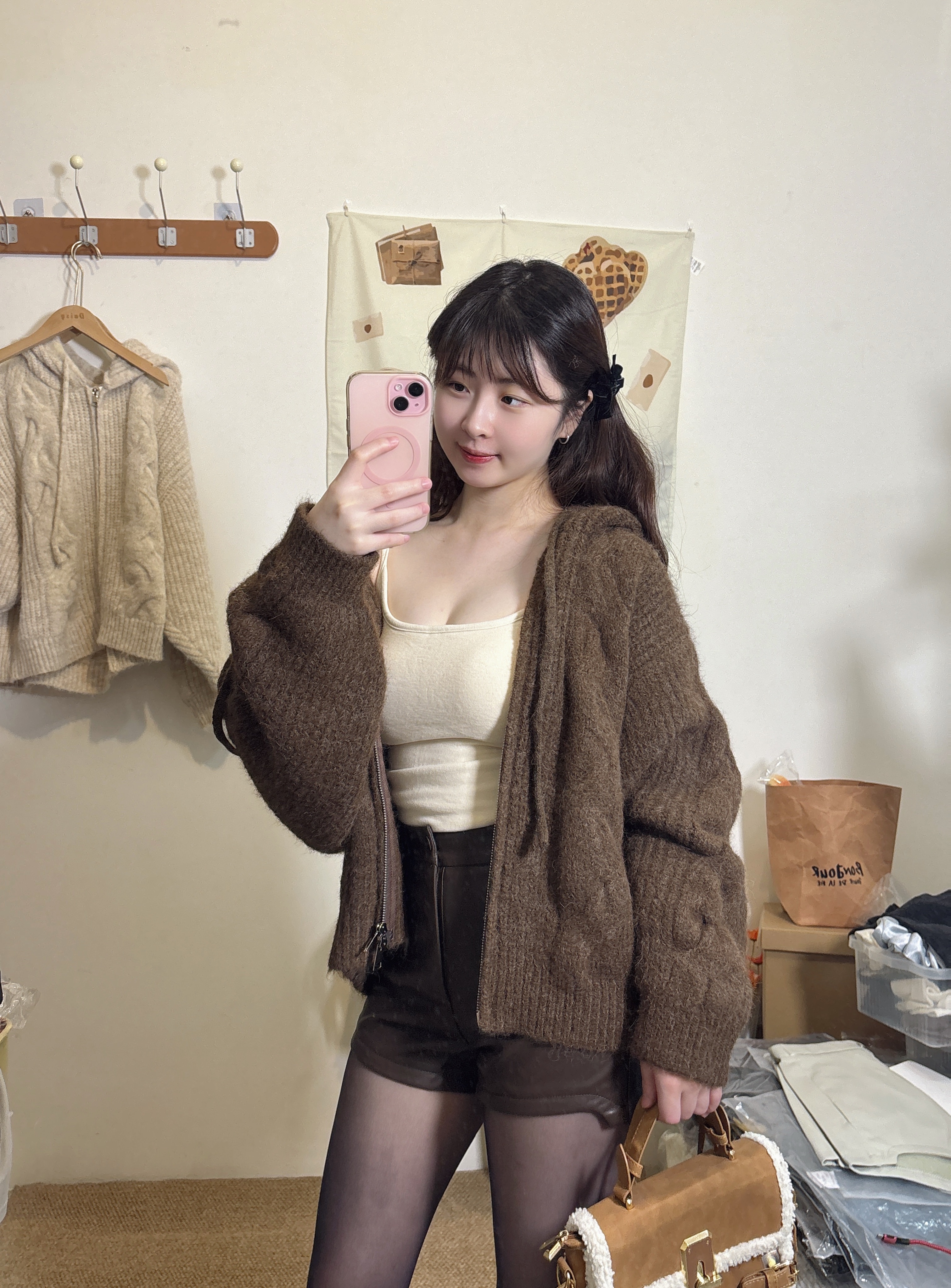 現貨｜店主自留，韓系麻花針織連帽雙拉鏈外套（3色）