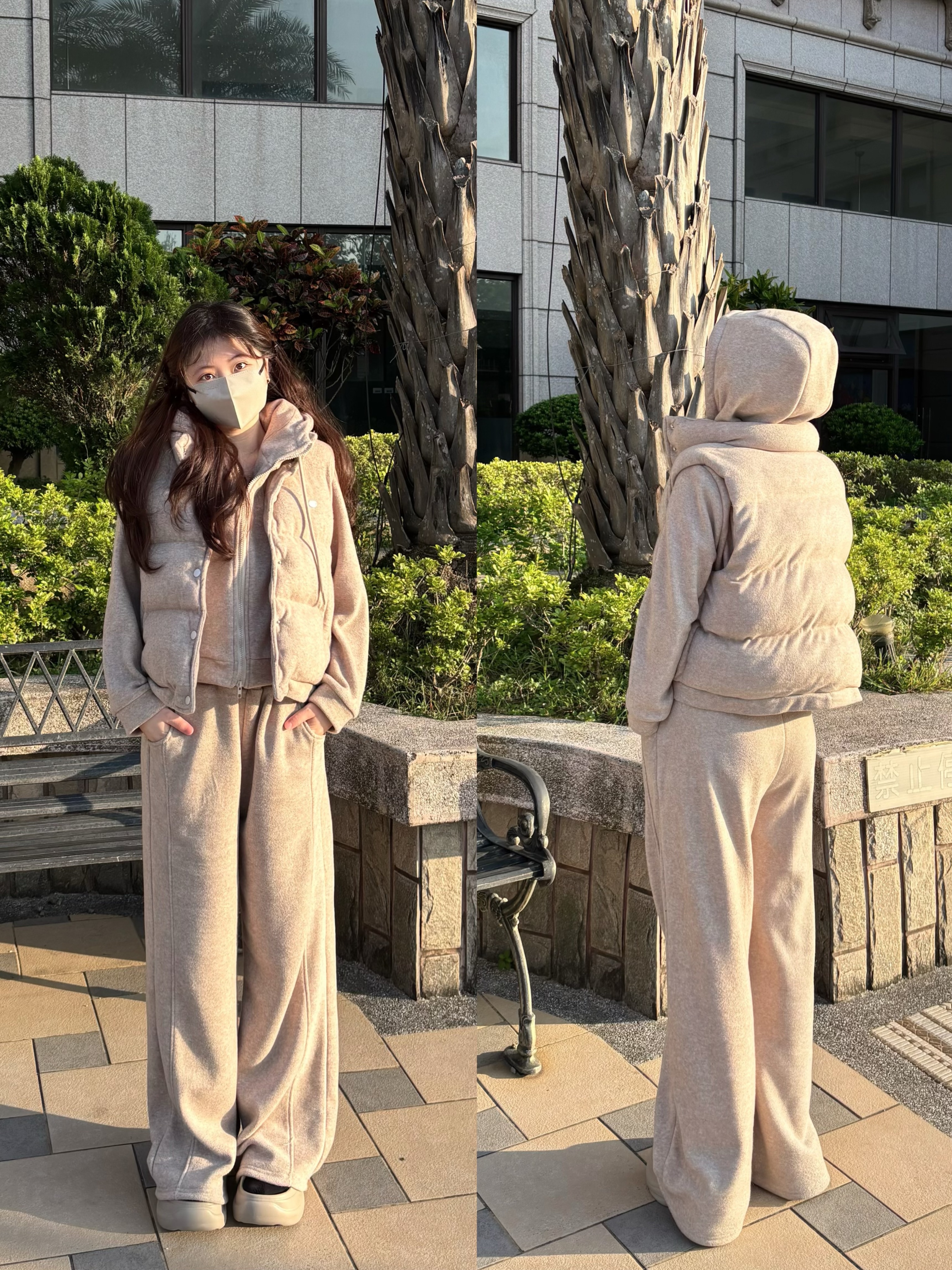 現貨｜行走的棉被三件套！鋪棉背心＋刷絨外套＋長褲三件套裝