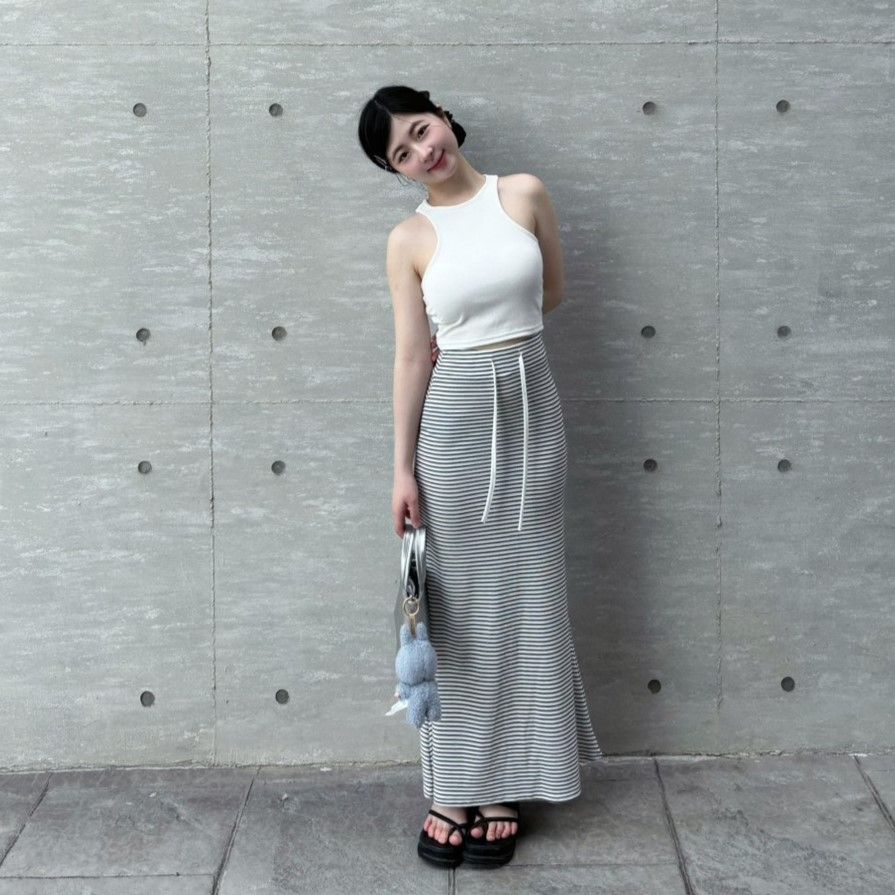 現貨｜𝘿𝙖𝙞𝙨𝙮台灣製！條紋厚墊削肩背心+棉質魚尾裙套裝