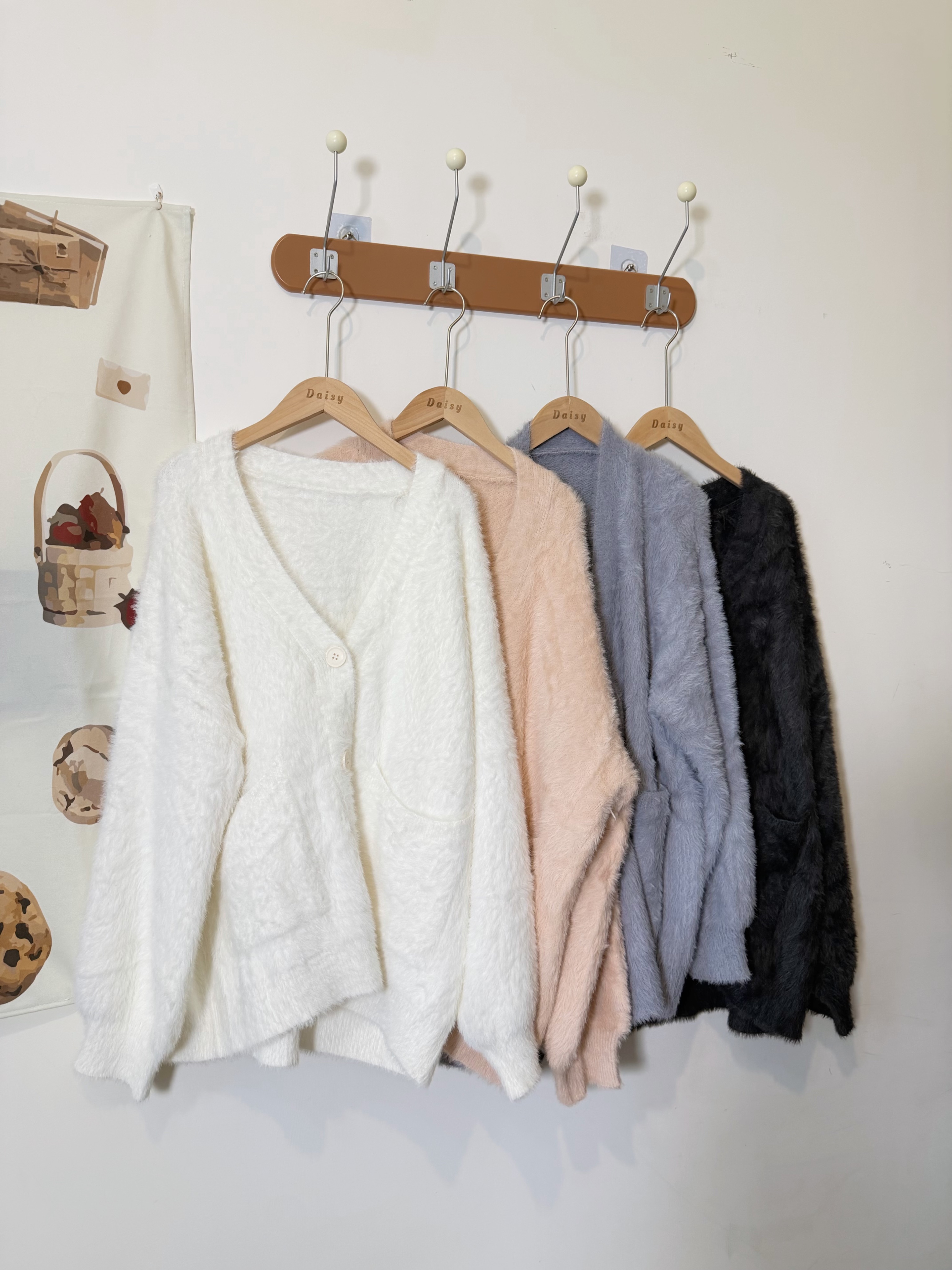 現貨｜水貂毛雙口袋排釦外套（4色）