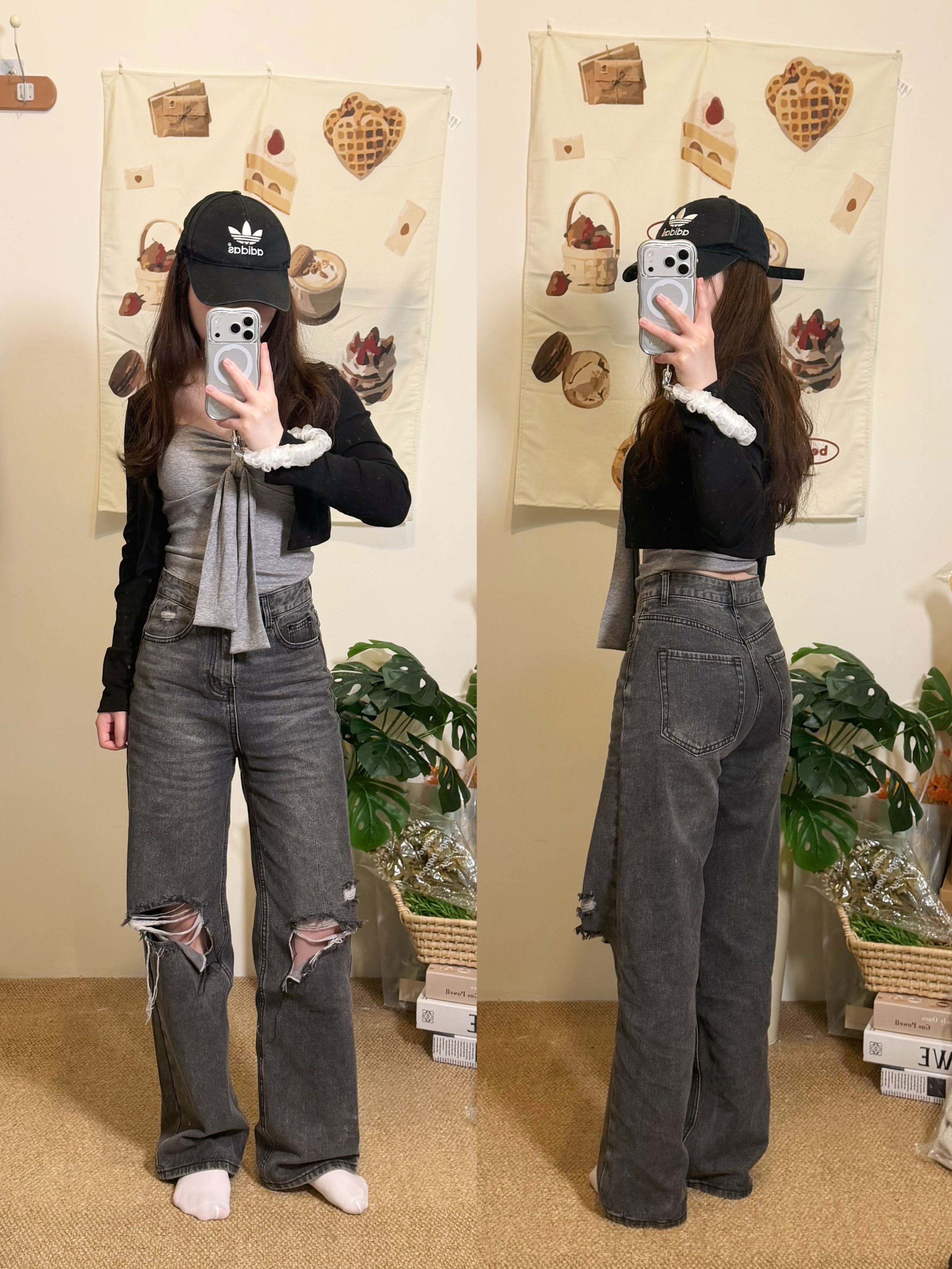 現貨+預購｜高級感高腰割破顯瘦牛仔直筒褲 #5020