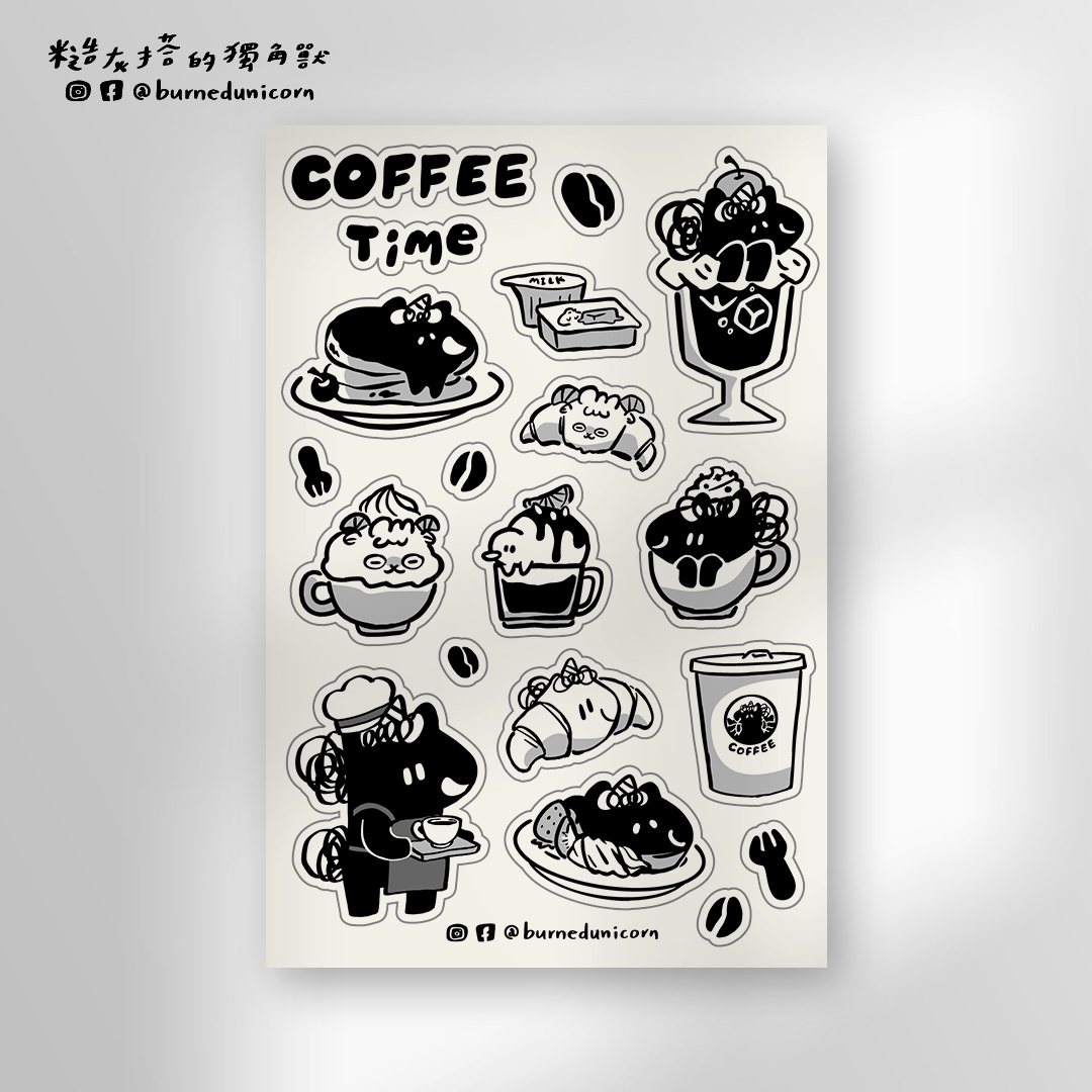 【NEW】手帳貼紙 - 香草紙插畫系列 ㋡ 糙灰搭的獨角獸