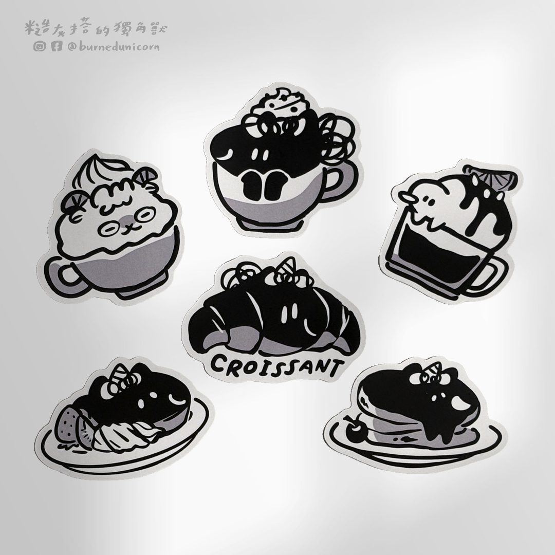 【NEW】防水貼紙 - 咖灰廳系列 ㋡ 糙灰搭的獨角獸
