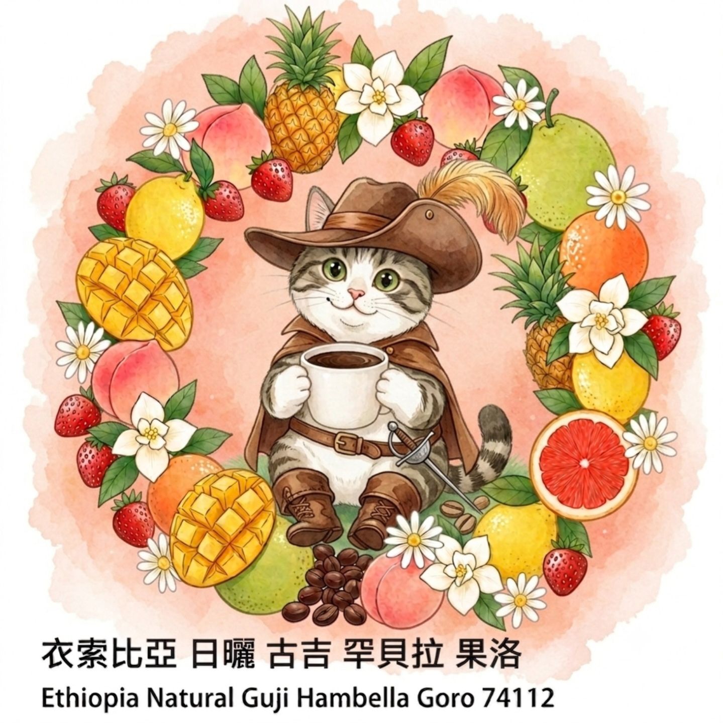 〔淺焙〕日曬古吉 罕貝拉 果洛 74112單一品種（半磅）