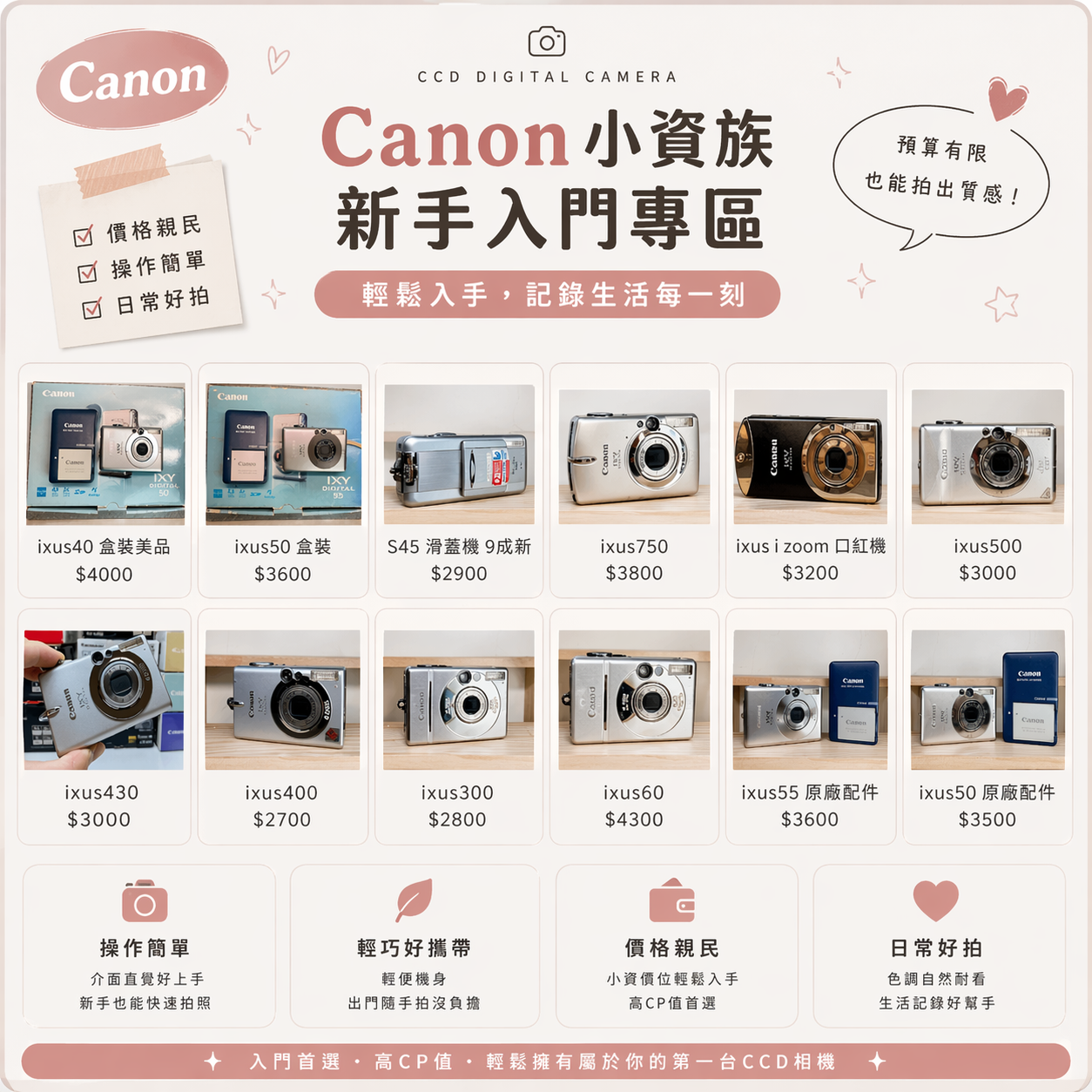 Canon 入門甜價區｜小資第一台 CCD