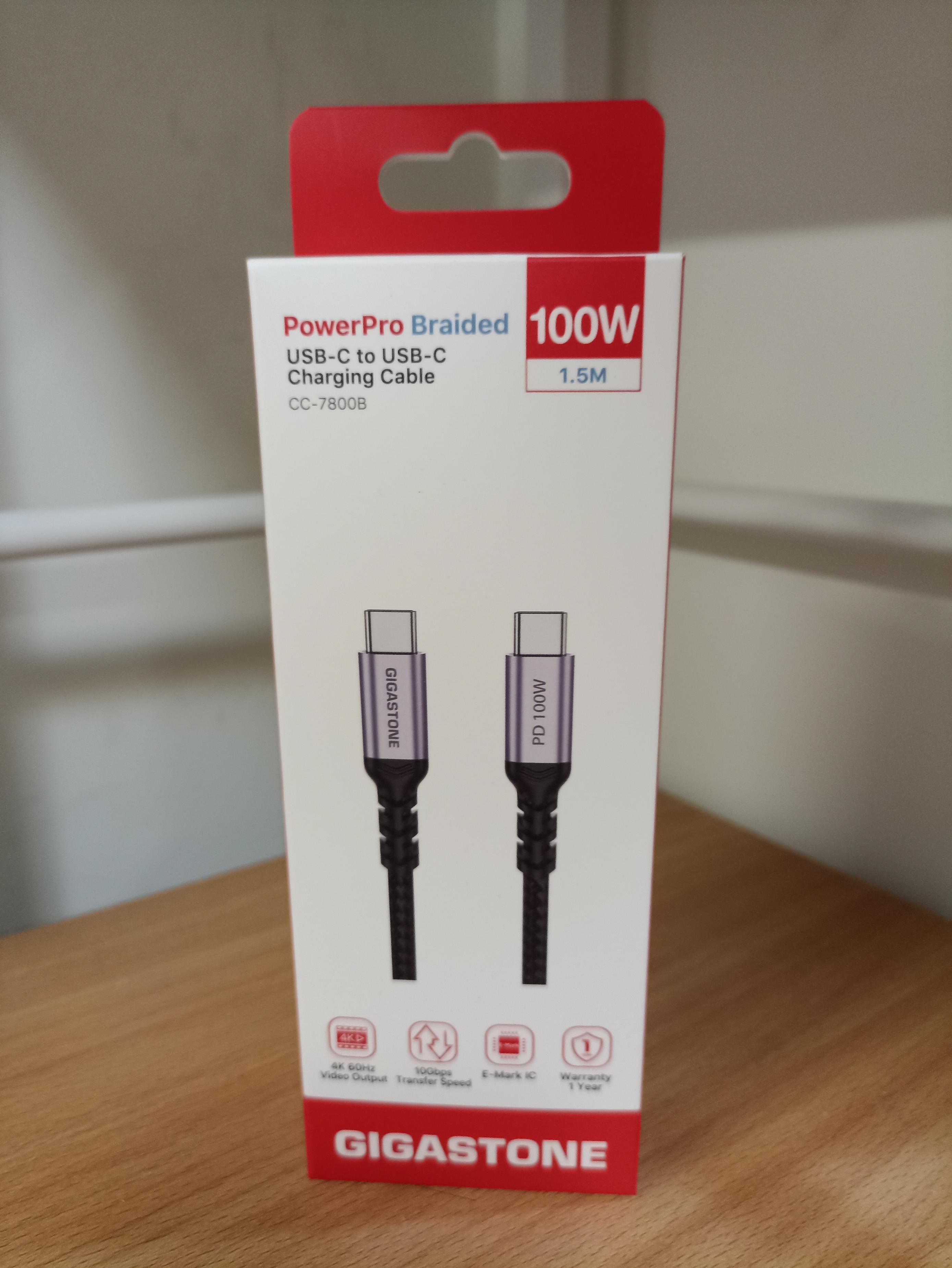 GIGASTONE CC-7800B 100W USB-C to USB-C Gen2 充電傳輸線