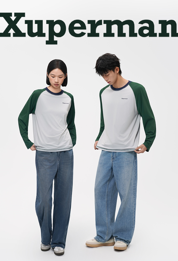 像素LOGO拼色長袖