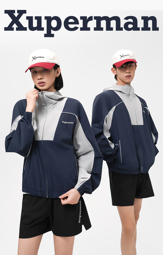 拼色嵌條復古連帽外套