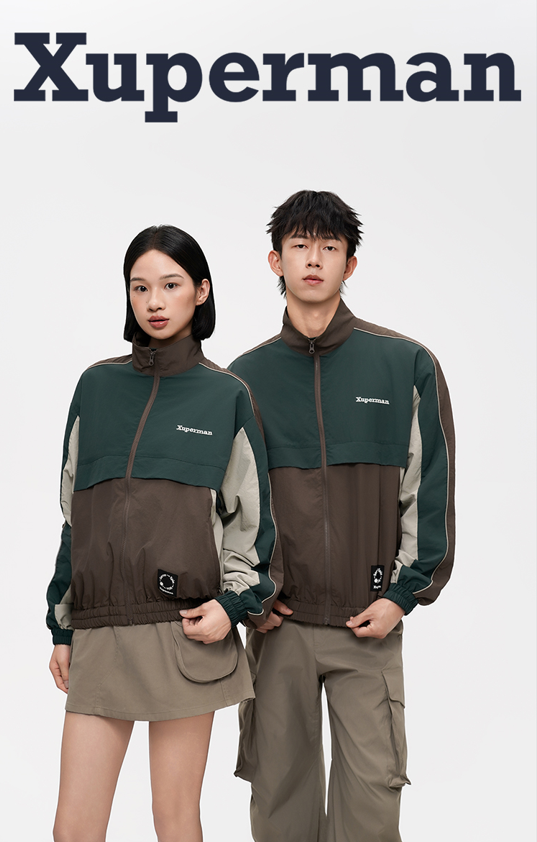 立領復古拼接夾克