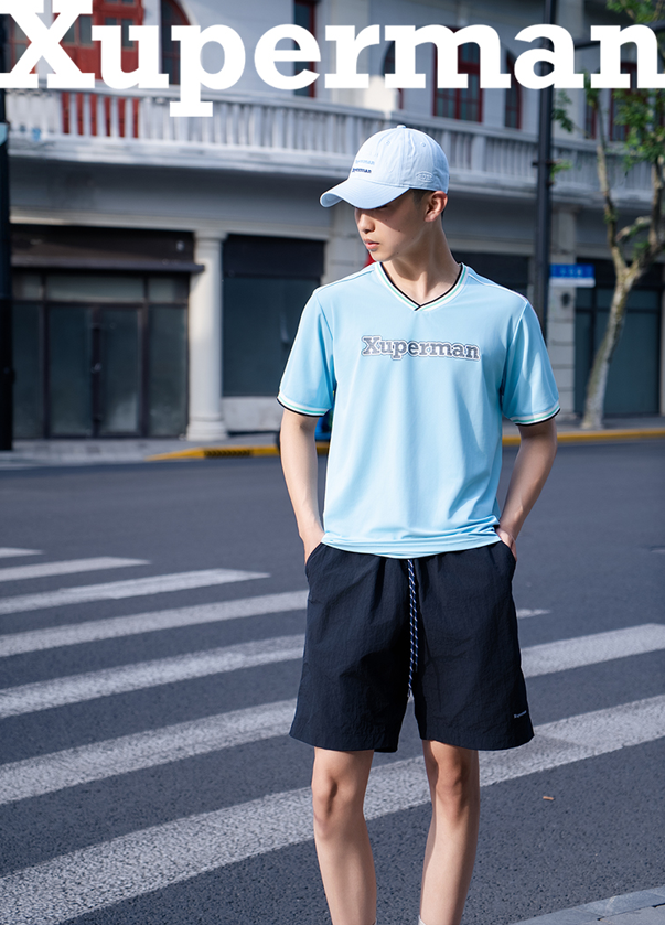 V領條紋印花T恤