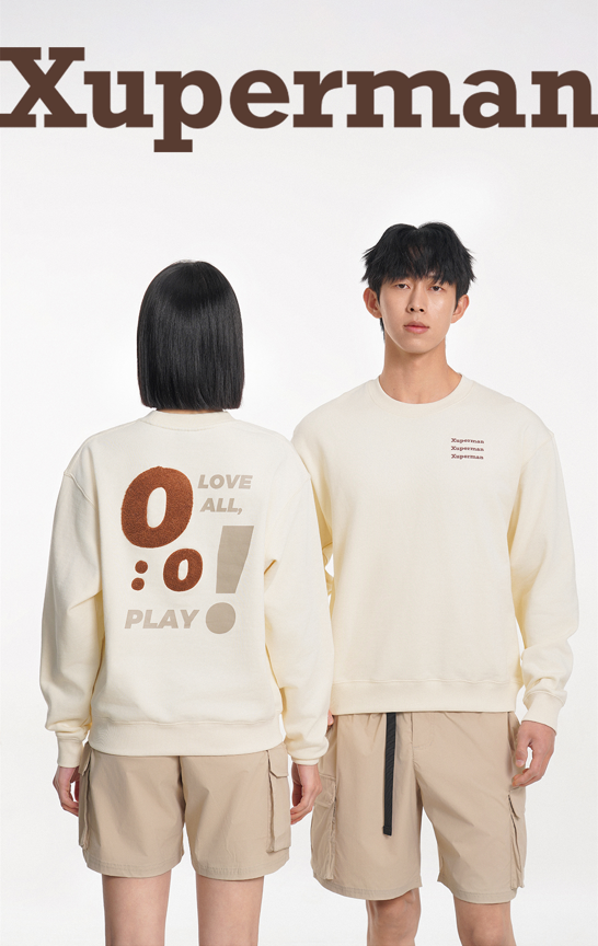 圓領比分毛巾繡大學T