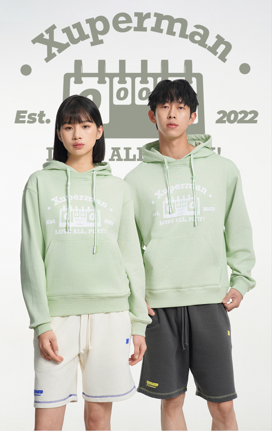 連帽比分植絨大學T