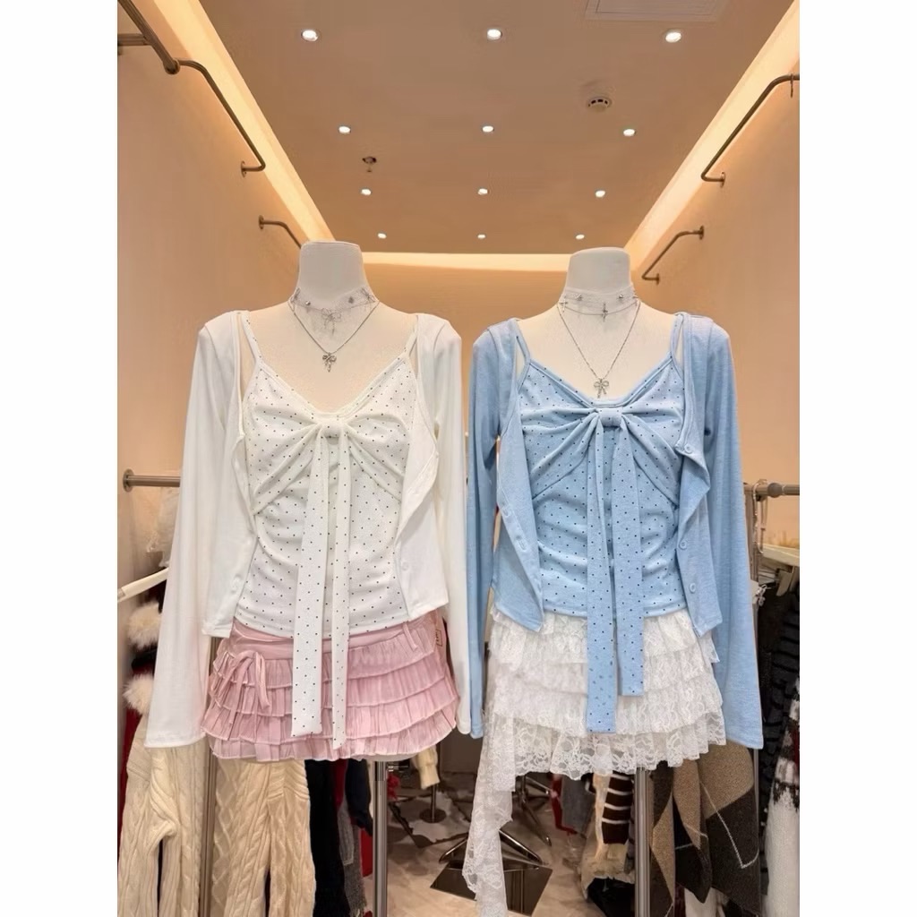 𝑷𝒐𝒏𝒚𝒐現貨 甜美蝴蝶結點點兩件式