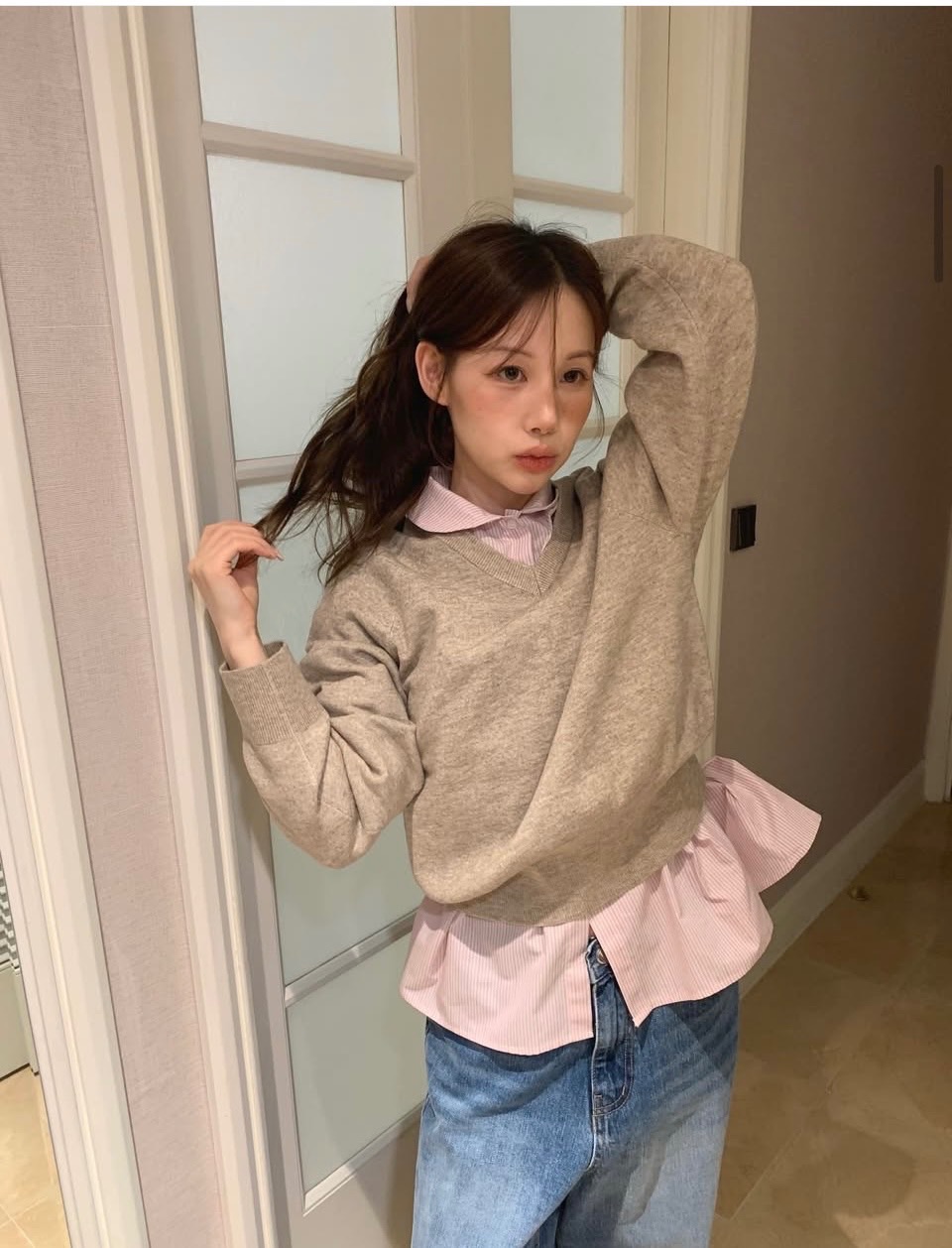 Formal燕麥色針織上衣