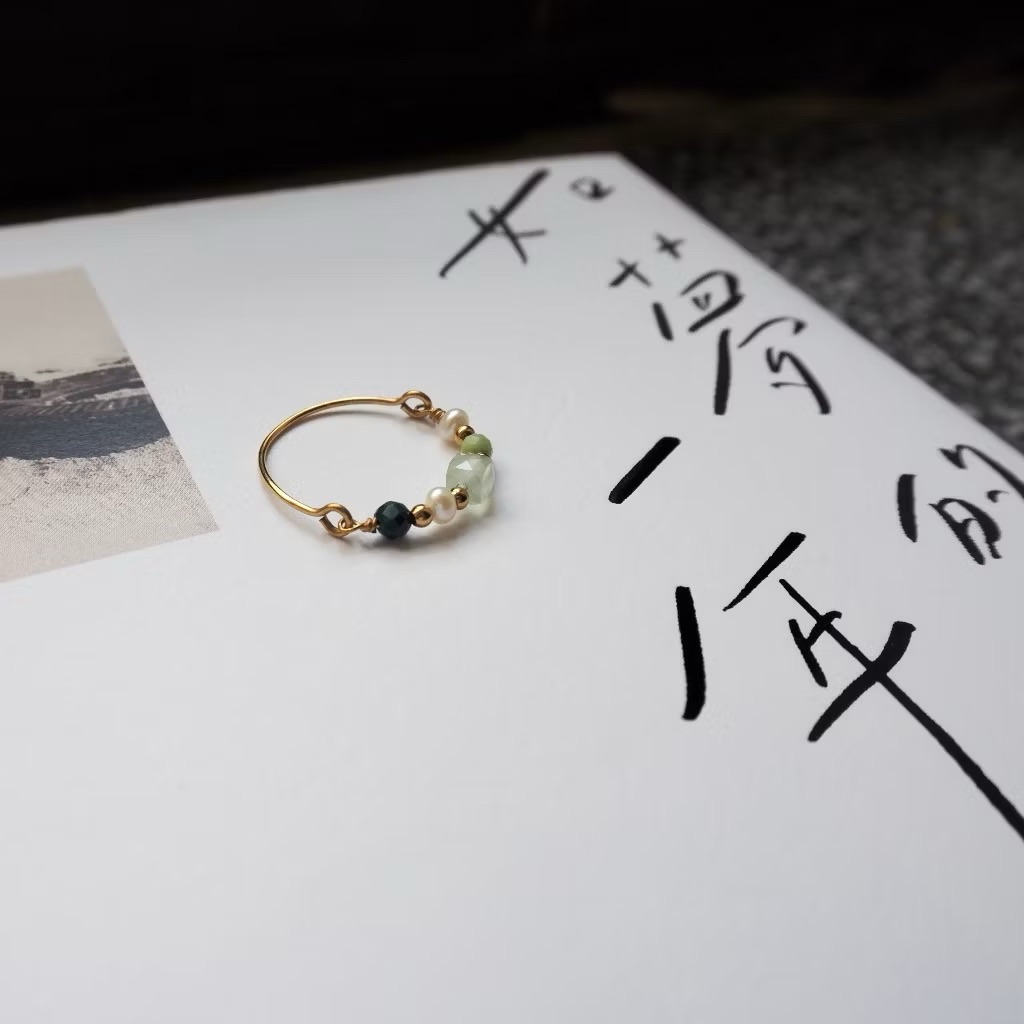 ll 如夢的一年 ll 葡萄石 淡水珍珠 鳳凰石 水晶戒指 RG-00009
