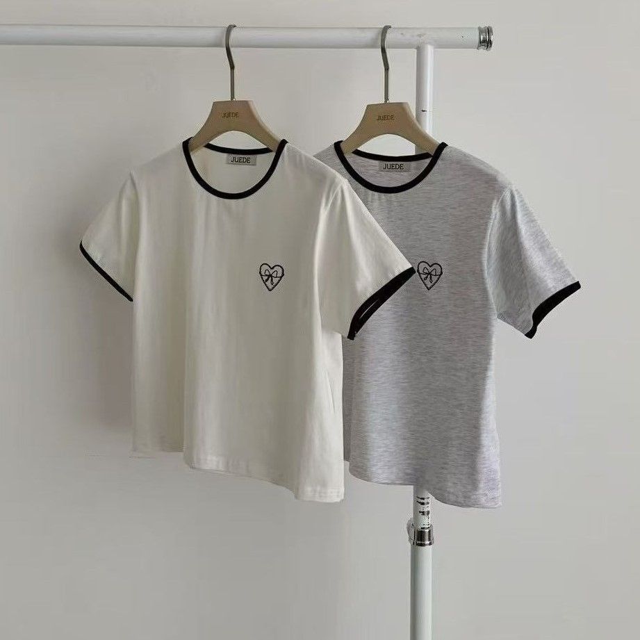 正韓 滾邊愛心T恤