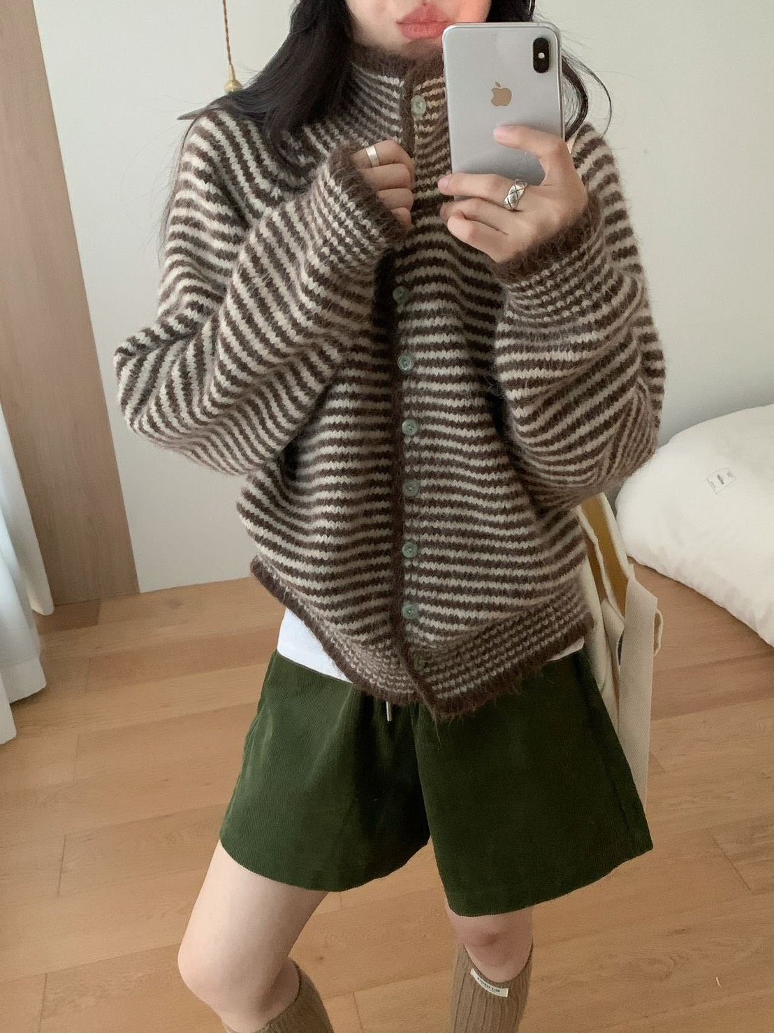 ꒰ 復古立領撞色條紋針織 ꒱三色♡
