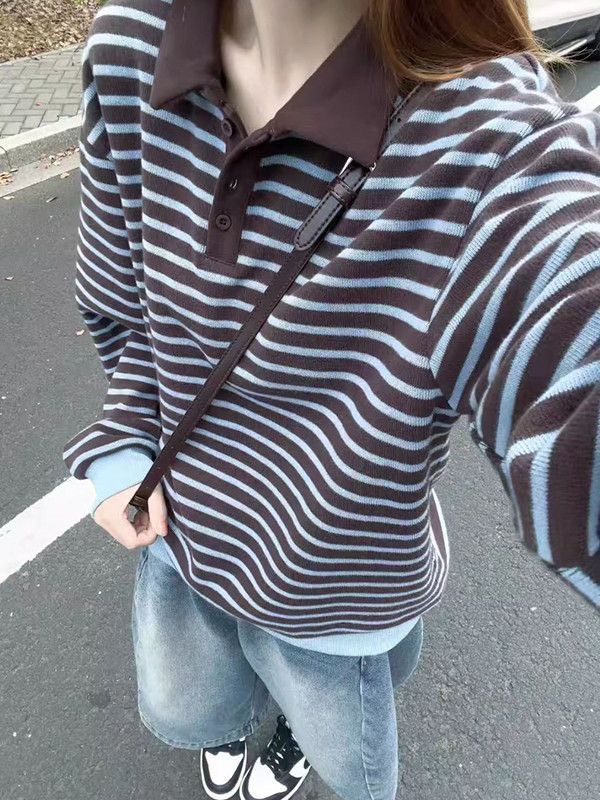 ꒰薄巧撞色條紋針織꒱♡