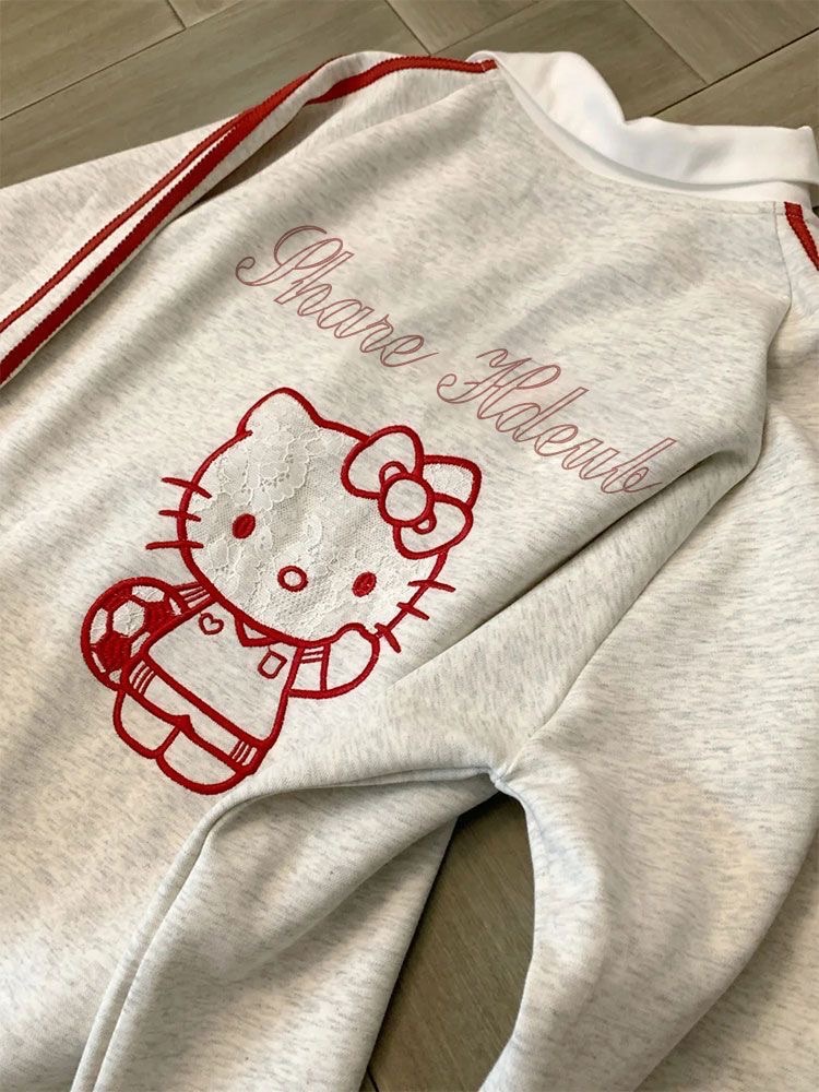 ꒰Kitty蕾絲刺繡Polo領長袖 ꒱♡