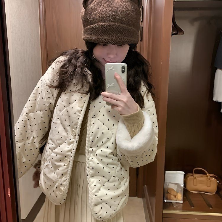 ꒰燈心絨波點加絨加厚保暖馬甲꒱♡