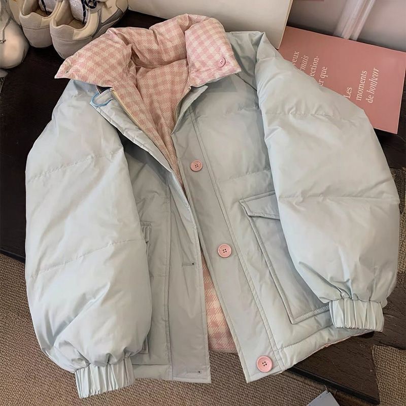 ꒰奶呼呼雙面穿加厚格紋棉服外套꒱♡可愛爆炸