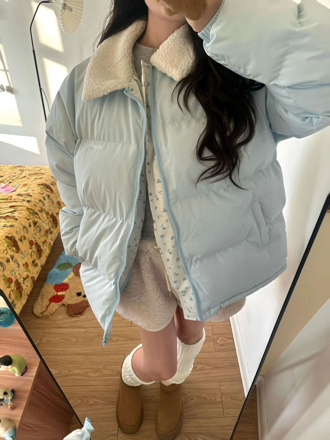 ꒰韓系碎花翻領拼接麵包外套꒱♡可愛爆炸