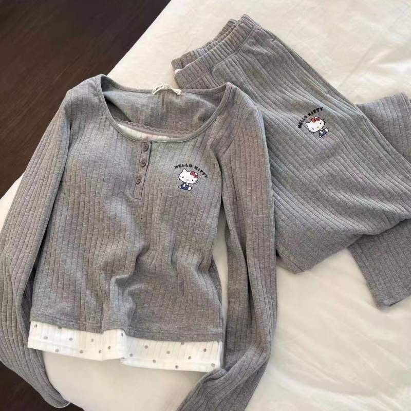 附帶胸墊꒰kitty波點假兩件睡衣꒱♡可愛