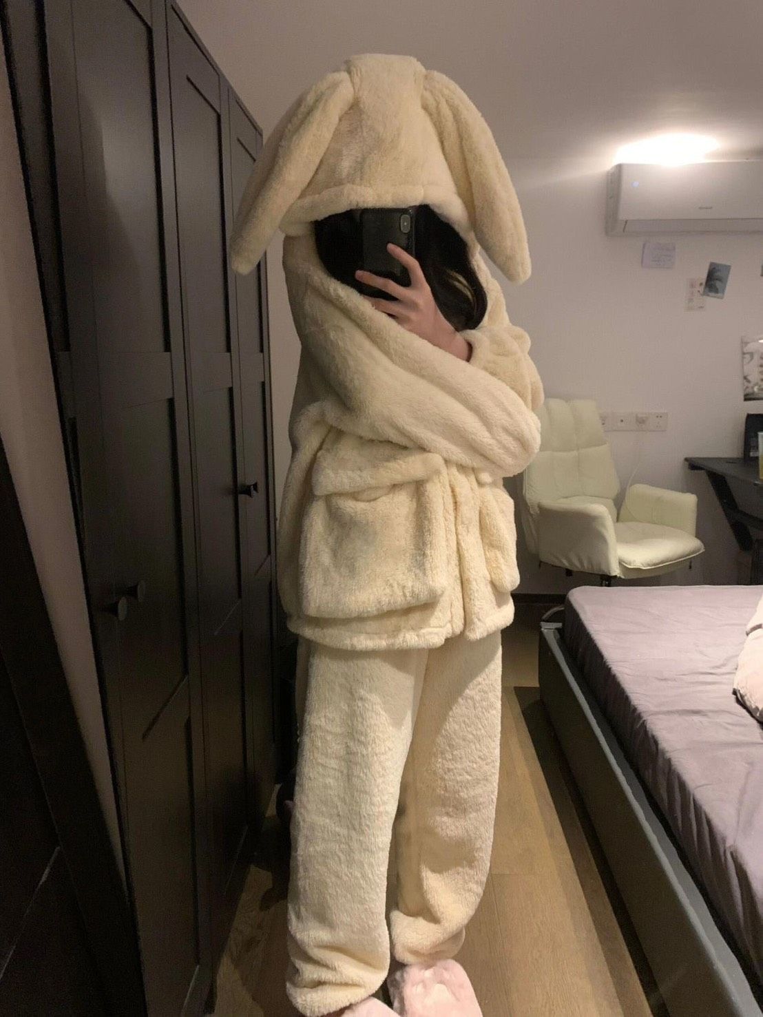 ꒰法蘭絨兔兔加絨加厚睡衣套裝꒱♡可愛