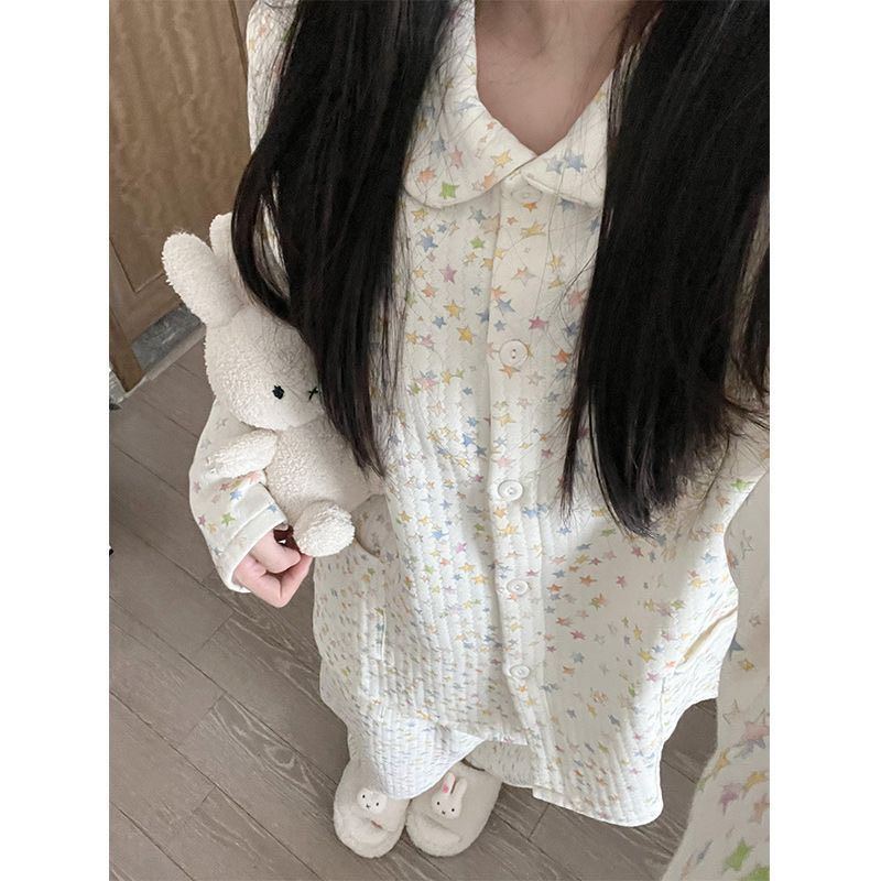 ꒰繽紛星星空氣棉睡衣套裝꒱♡可愛