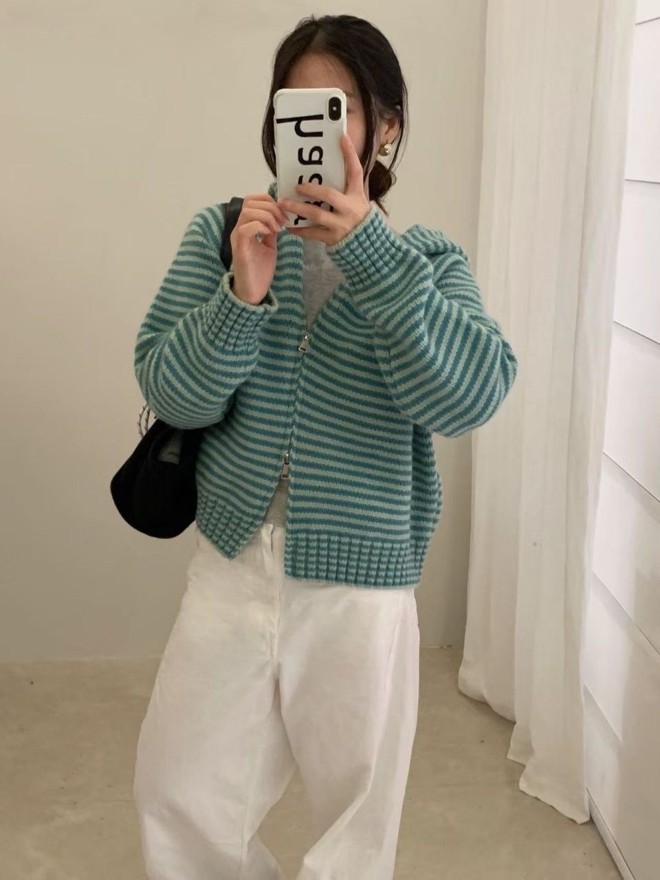 ꒰韓系撞色條紋連帽針織꒱♡四色