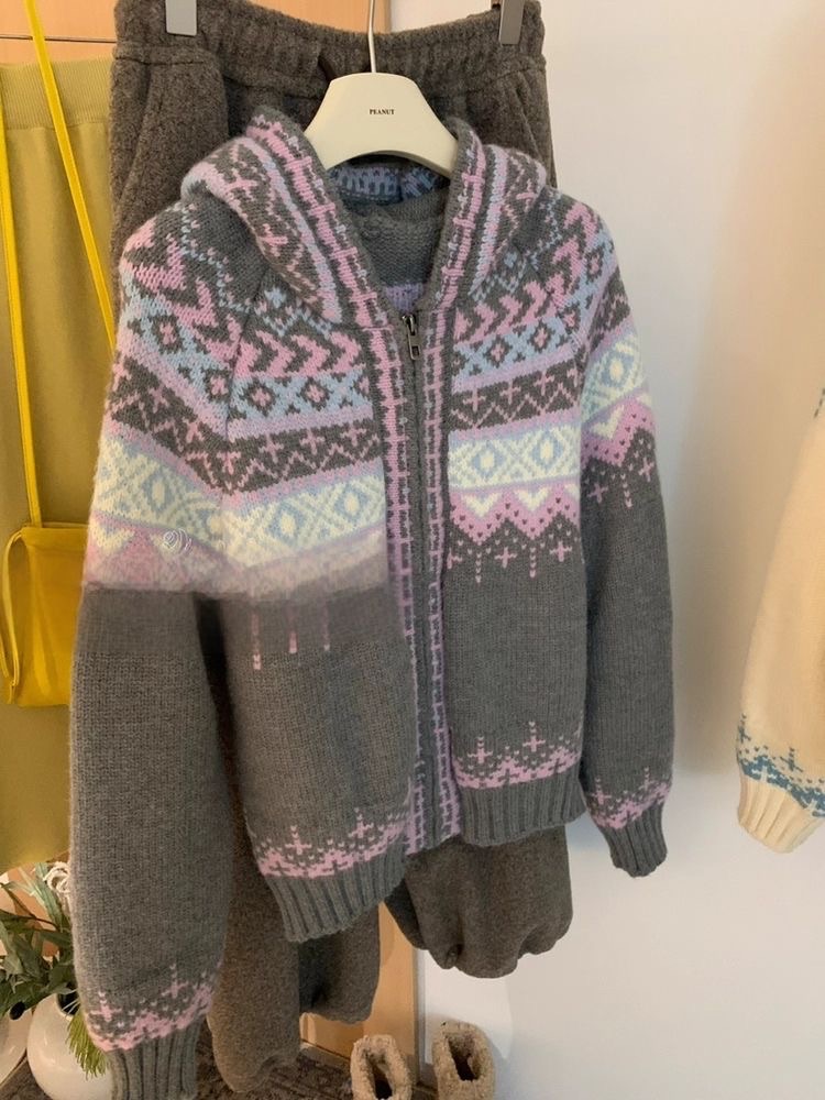 ꒰費爾島連帽針織外套꒱♡兩色
