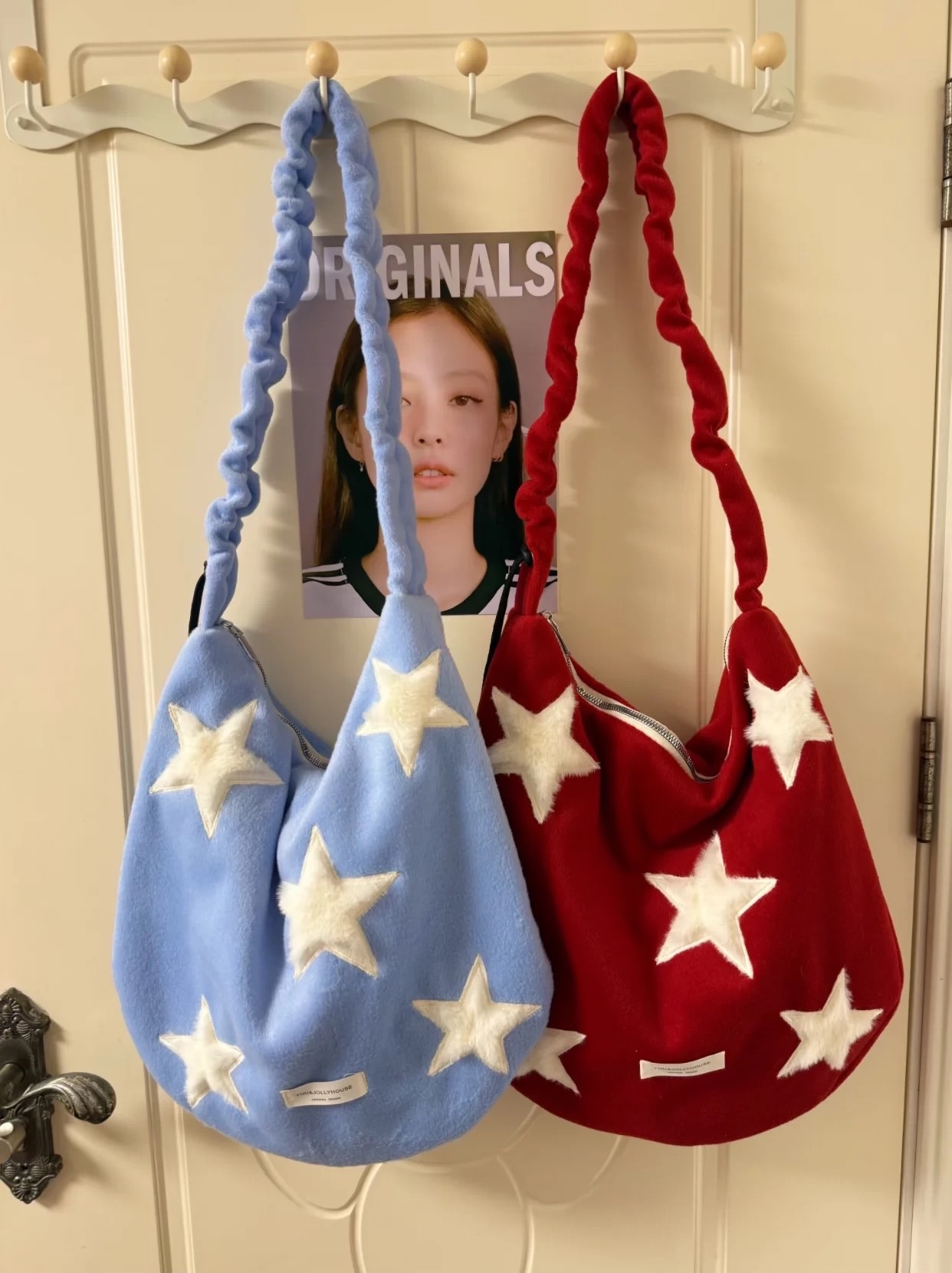 必入꒰萌萌星星貼布斜跨包꒱♡三色