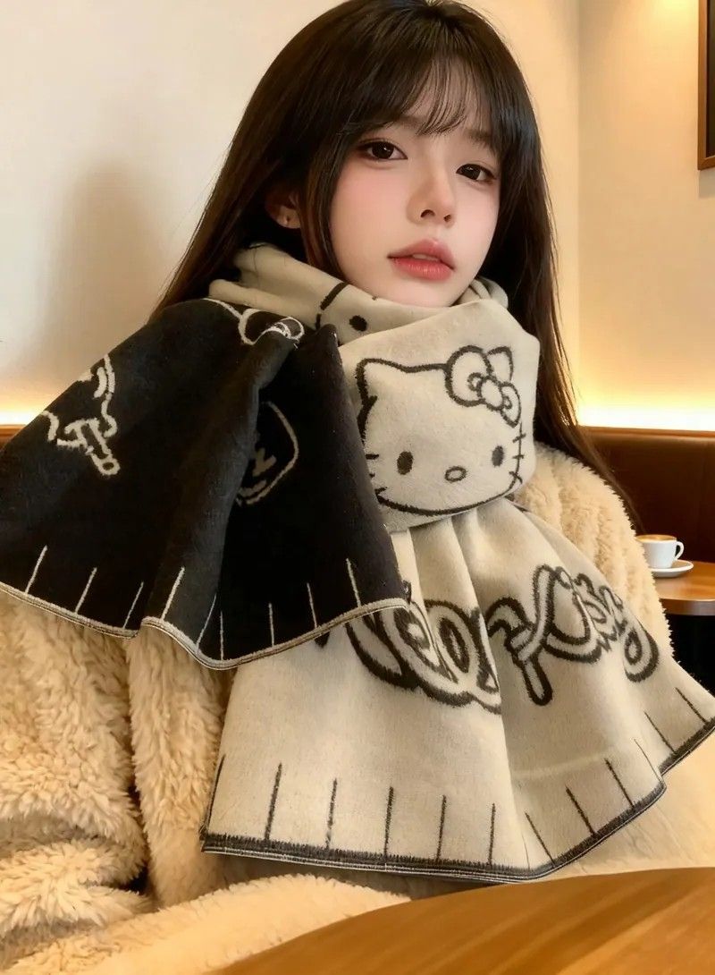 正版 HELLOKITTY 雙面 針織 圍巾