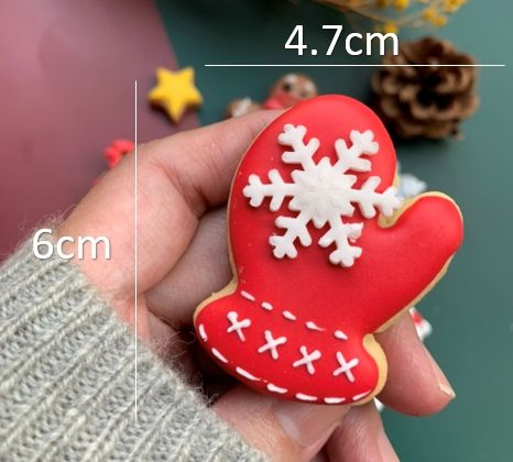 聖誕手套（寬4.7 高6公分）（雪花為翻糖）（下單請備註出貨日未指定則統一12/20出貨）