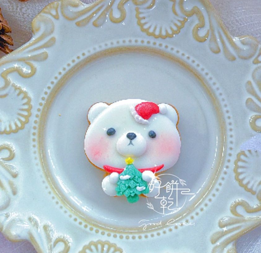 熊熊抱抱聖誕樹（長5公分寬4公分）（聖誕樹為翻糖）（下單請備註出貨日未指定則統一12/20出貨）