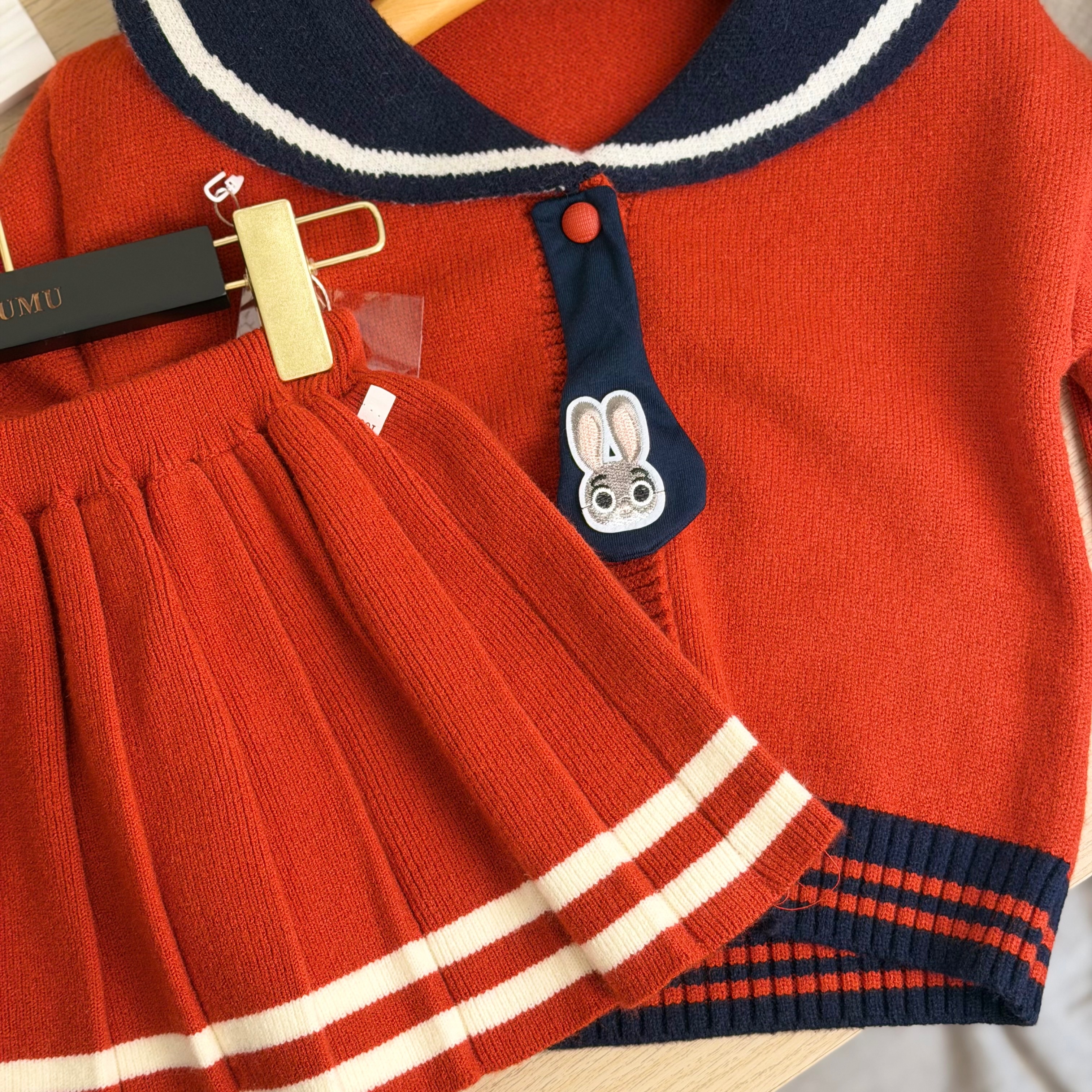 【MUMU現貨】「90-130」針織毛衣套裝 學院風 兩件式套裝