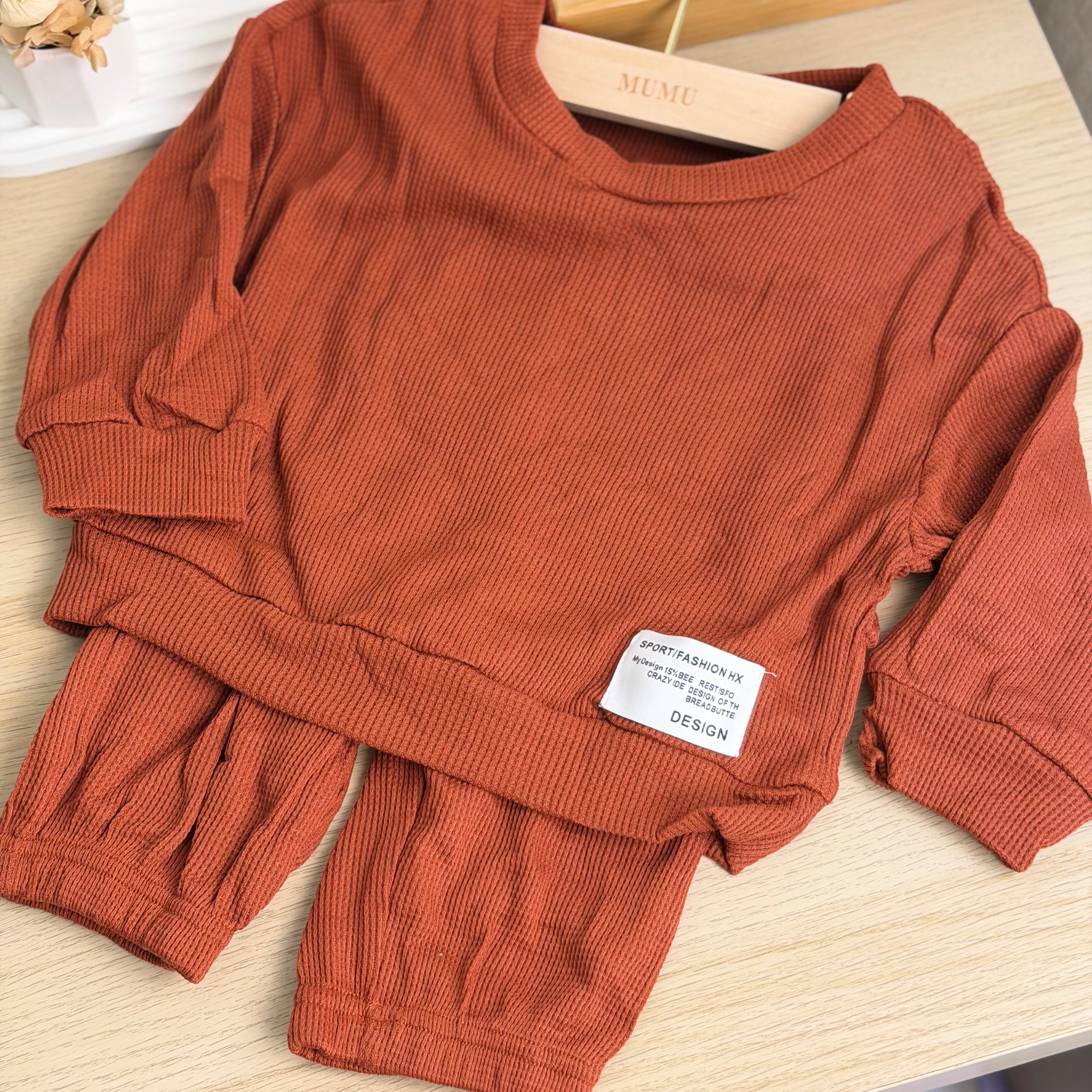 【MUMU現貨】「90-130」華夫格居家睡衣套裝